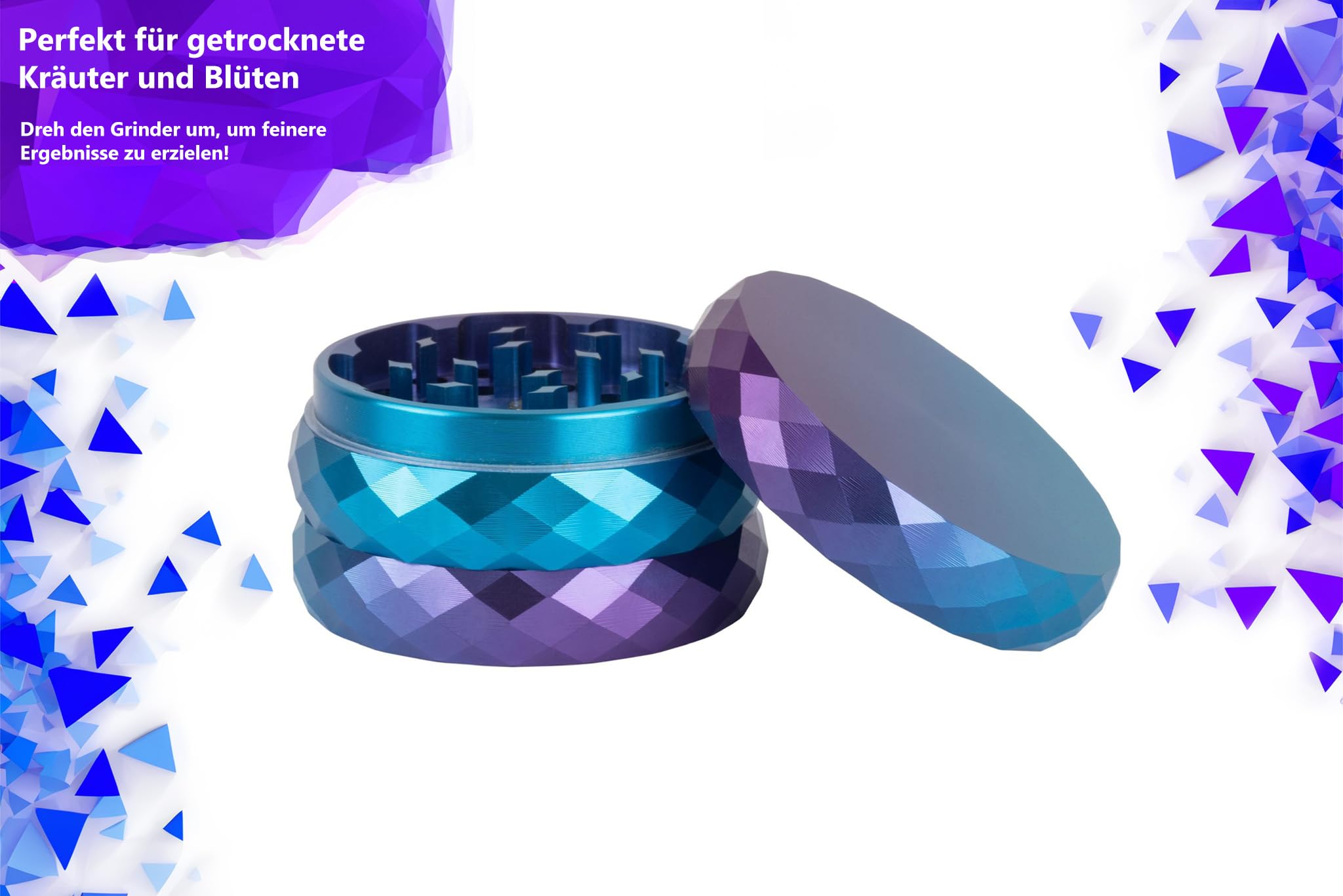 LAZY KING Grinder 63mm 4-teilig | Aluminium Kräutermühle Mit Pollenfach | Rot