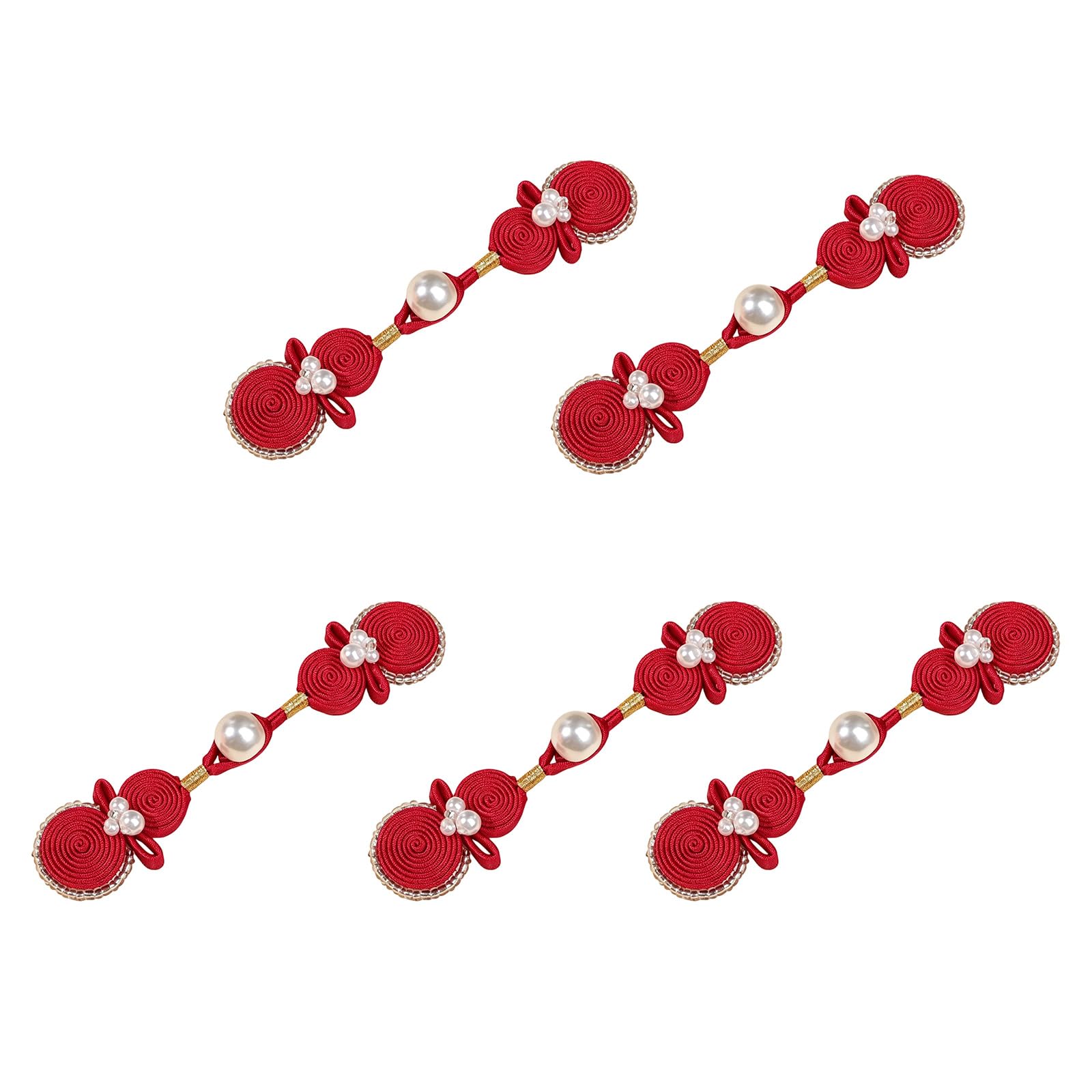 our fave 5Pcs Traditional Cheongsam Knot Button Pearls Gourd Chinese Knot Button Closure for Clothing Dress Decoration Tradition Cheongsam Decoration