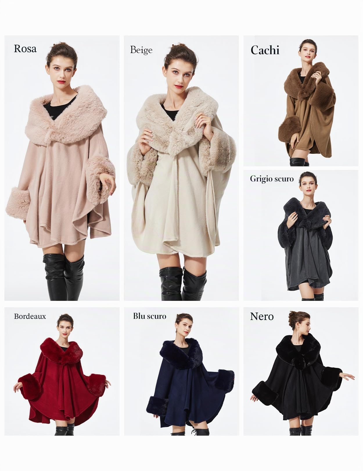 BEAUTELICATE Scialle in Pelliccia Sintetica Finta a Maglia Cappotto Donna Stola con Grande Collo di Pelliccia Cardigan per Festa Invernale Natale