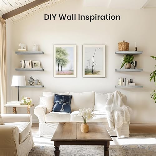 Miniatura 16 de Amada - 3 juegos de estantes flotantes invisibles montados en la pared, estantes modernos de almacenamiento de madera sintética con acabado mate