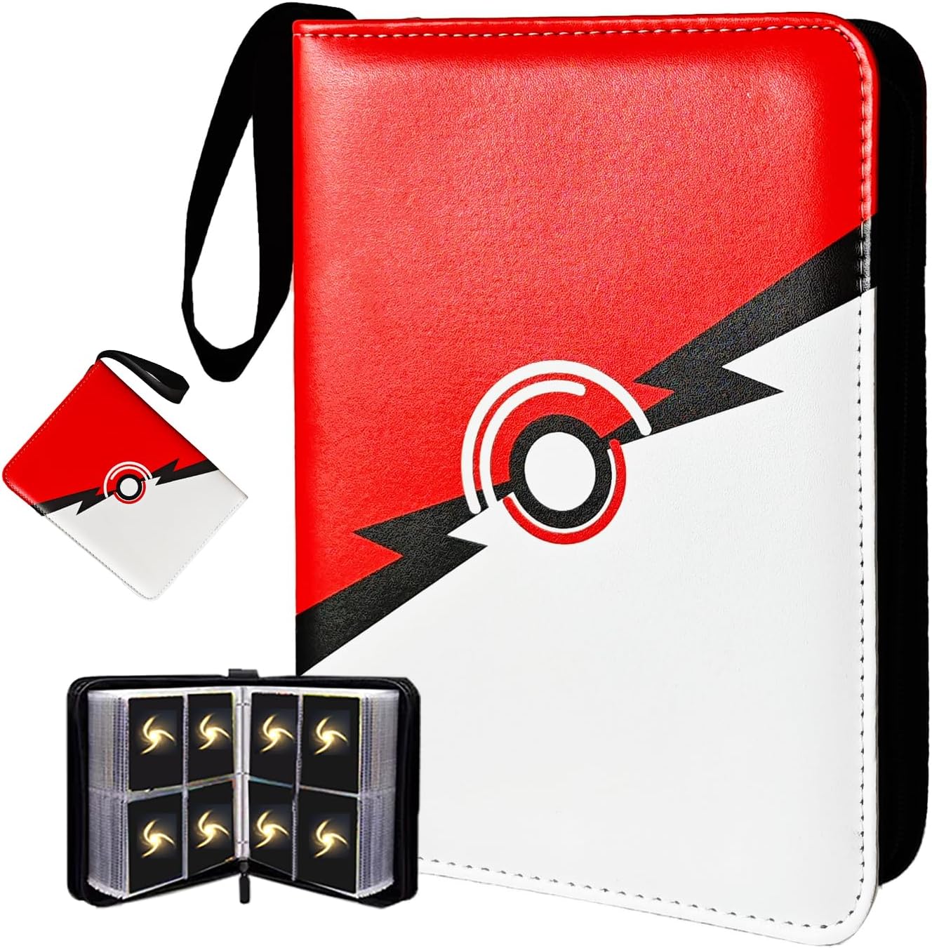 Trading Card Binder 4 Pocket, 400 Pockets Zipper Card Book Album with 50 Removable Sleeves, Top Loading Double Sided Card Holder for Trading Cards, Game Cards, Sports Cards