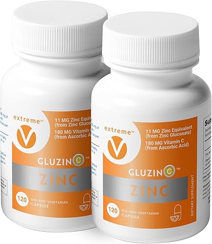 GluzinC - Aumento de la inmunidad diaria de dosis más baja para sensibilidad de zinc 11MG grado farmacéutico Zinc Plus 180MG Vitamina C - (2