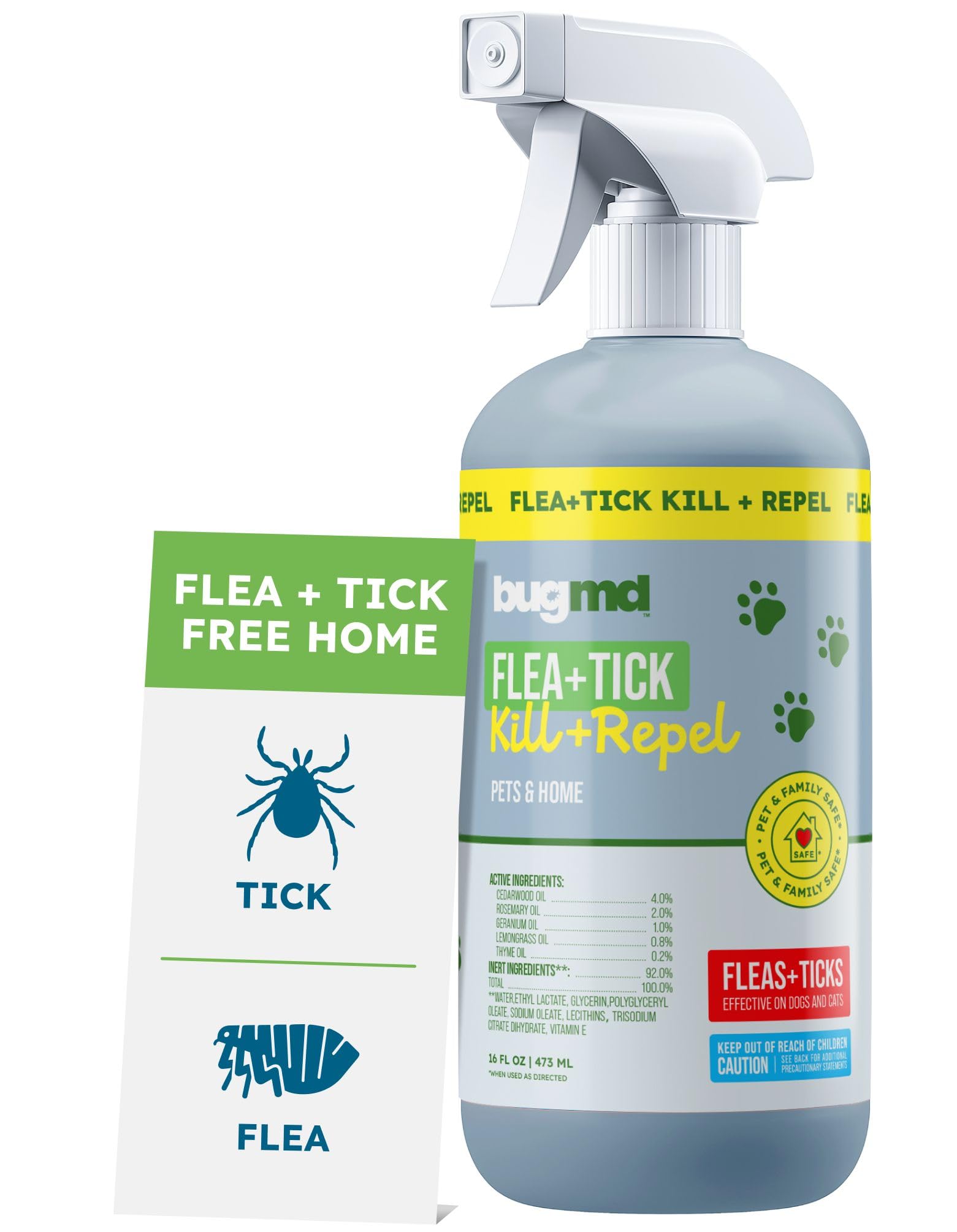 BugMD Plant-Based Flea &amp; Tick Spray - Safe for Pets &amp; Home