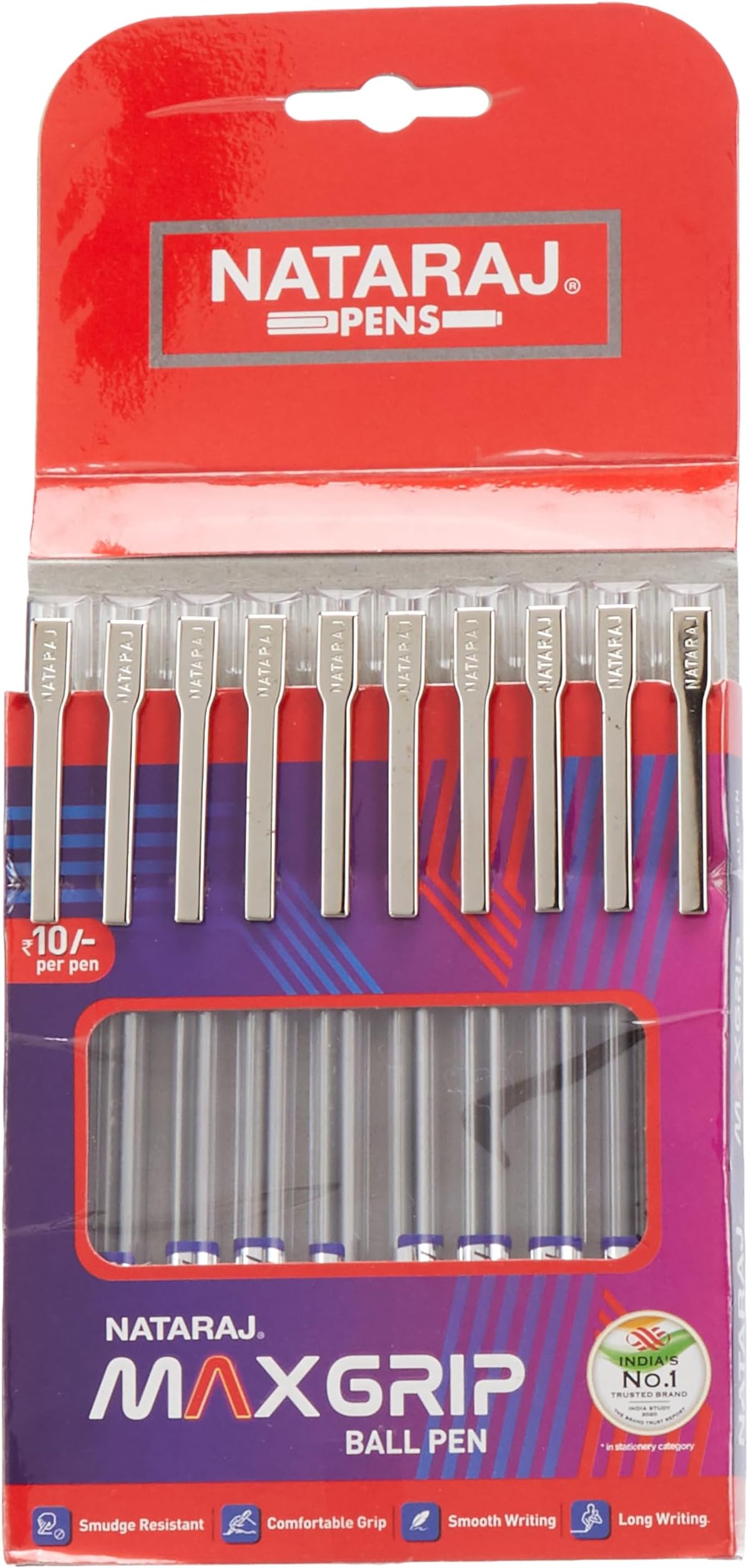 Nataraj Vivid Ball Pen | Vivid Body Colour | Non-fading Ink | Smooth Writing | Smudge Resistant | Fun Writing | Everyday Writing Activities | Use for School Students | Blue - 10 Pcs Pack