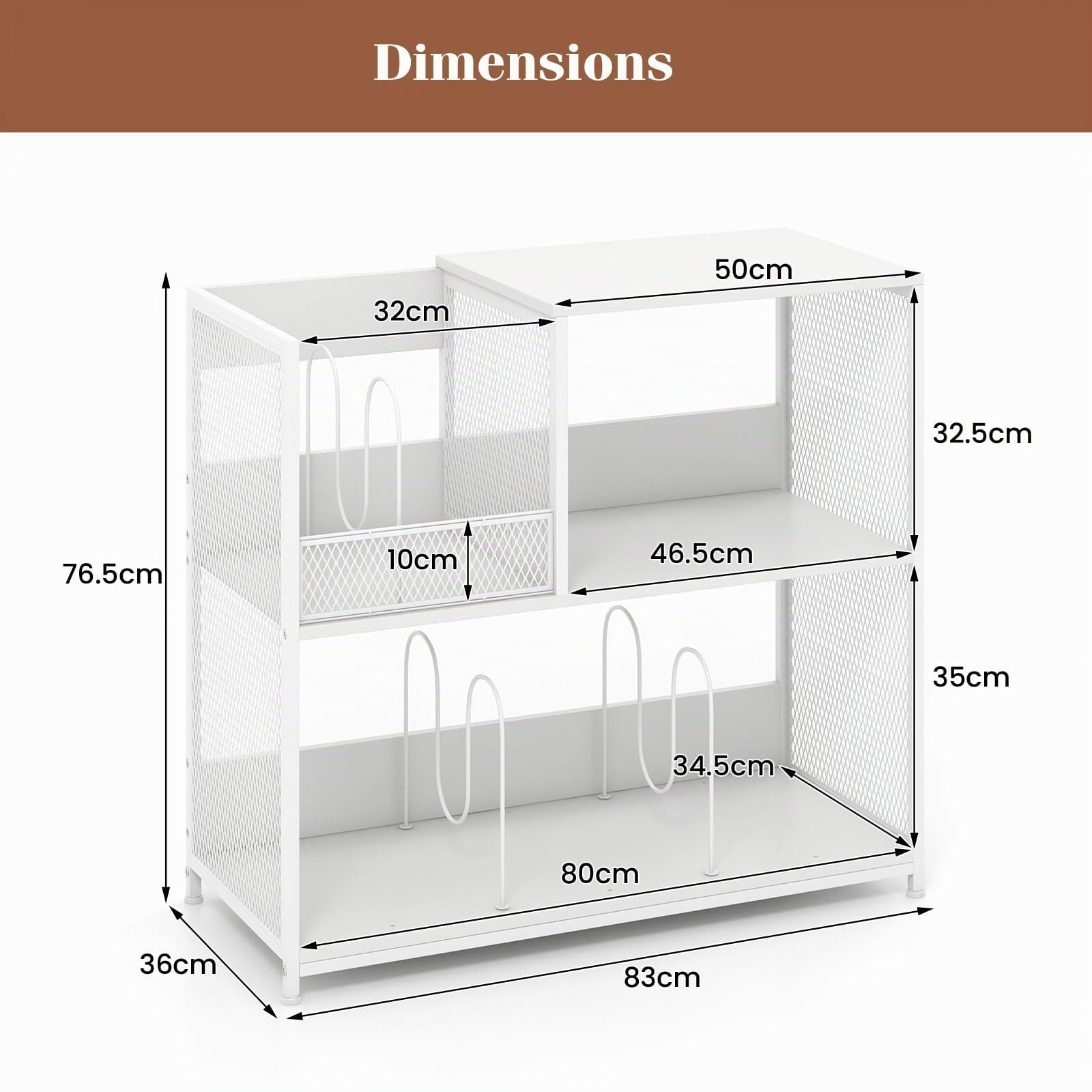 KOMFOTTEU Support de Disque Vinyle pour 300 Albums, Meuble Platine 3 Niveaux avec 3 Séparateurs Amovibles, Meuble Tourne-Disque, Pieds réglables, Style Vintage, 83 x 36 x 76,5 cm (Blanc)