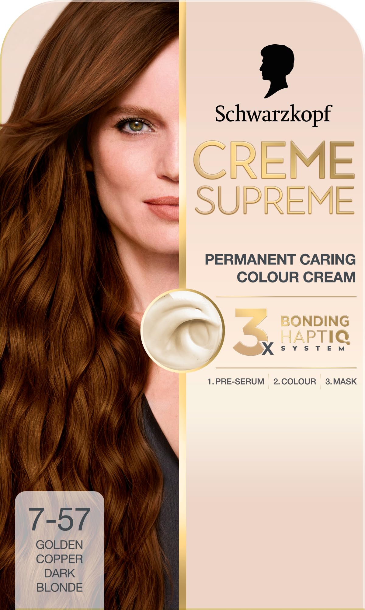 Schwarzkopf Creme Supreme Hair Dye, 7-57 Golden Copper Dark Blonde