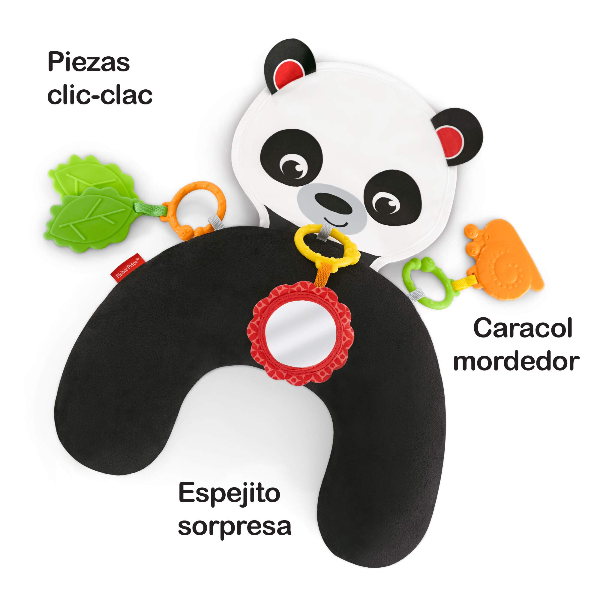 Fisher-Price Panda Cojín Activity, Juguete y Cojín de Actividades para Bebé Recién Nacido (Mattel FXB99)