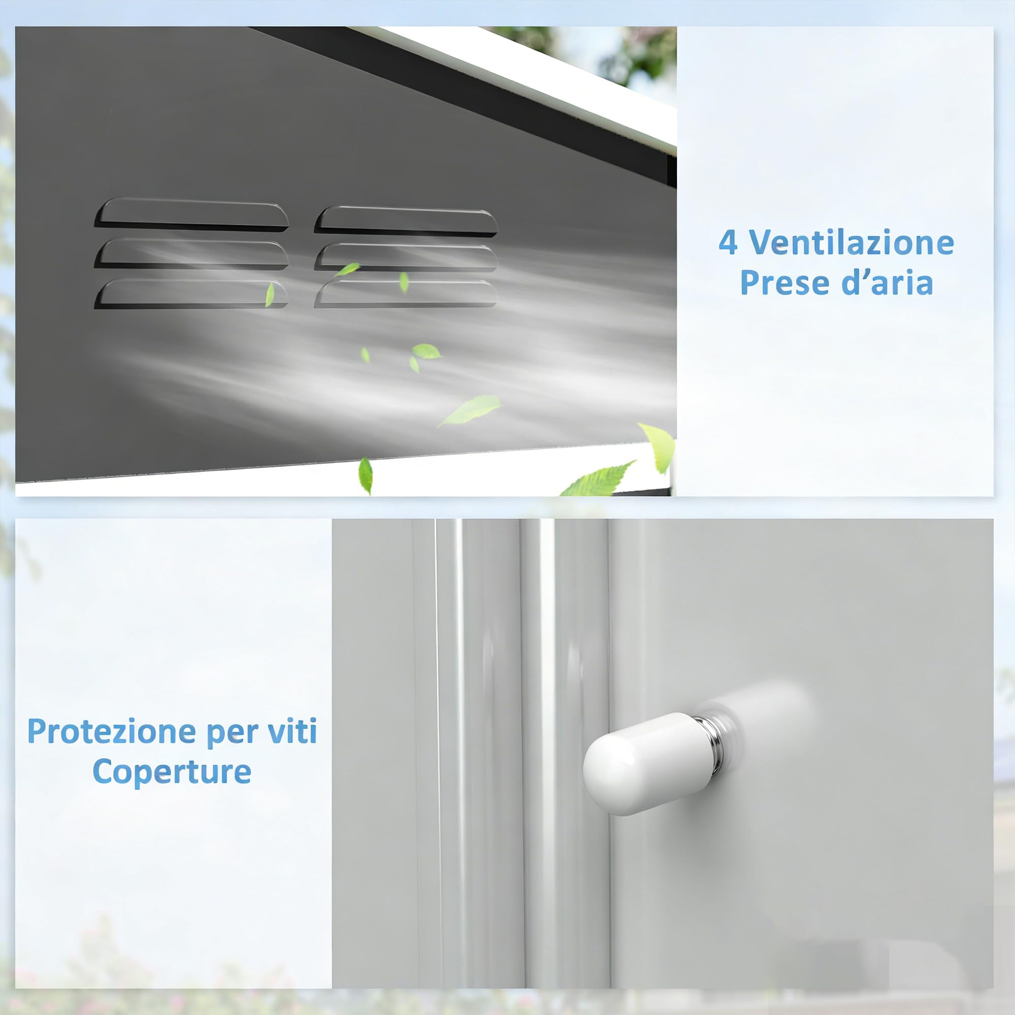 Outsunny Casetta da Giardino 3.6m² in Acciaio Zincato con Prese d'Aria, Capanno da Giardino con Doppia Porta Scorrevole Bloccabile e Tetto Inclinato, Capanno Porta Attrezzi da Esterno, Grigio Scuro