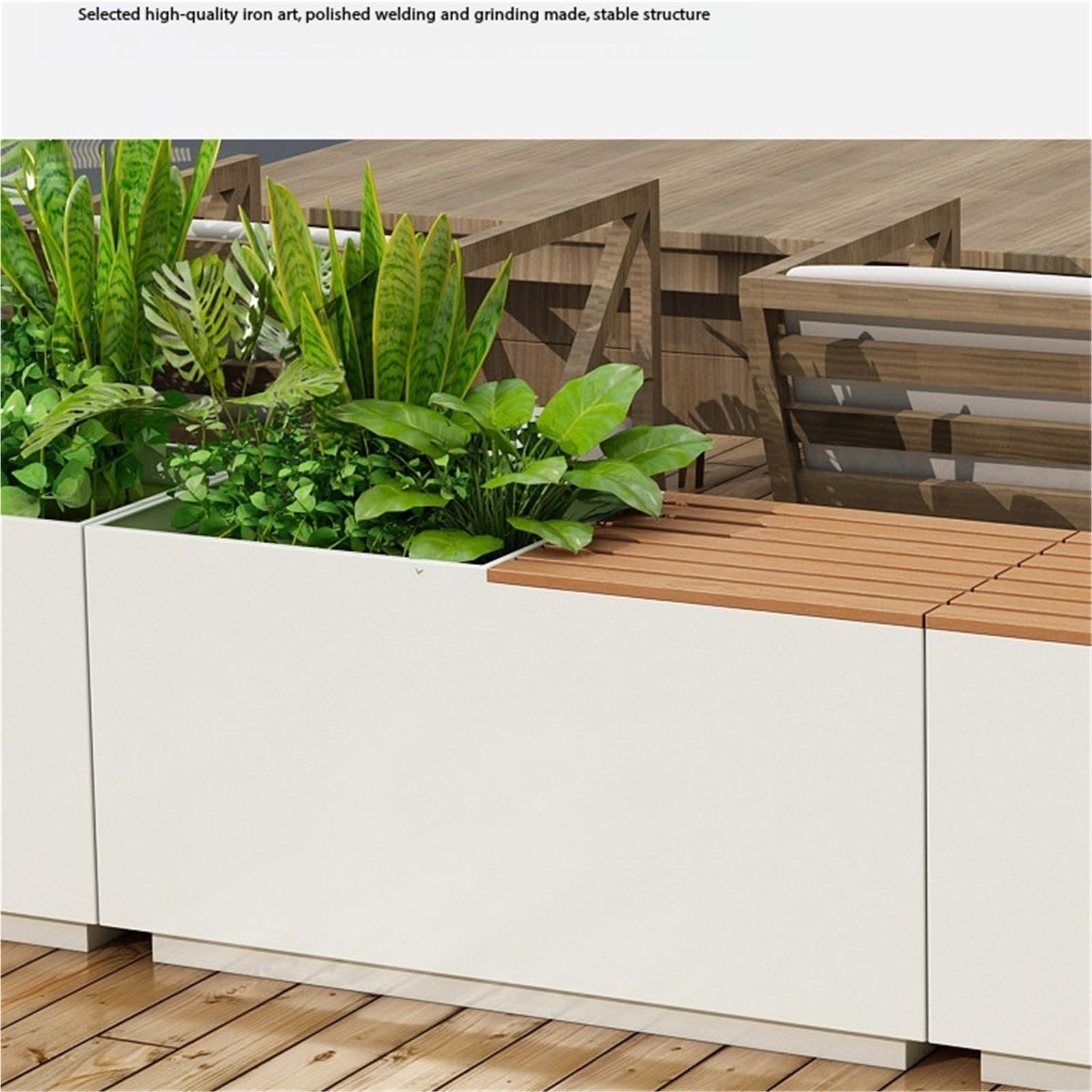 Al Aire Libre Macetero con Asiento Integrado y combinación de Banco for macetero Caja de Flores