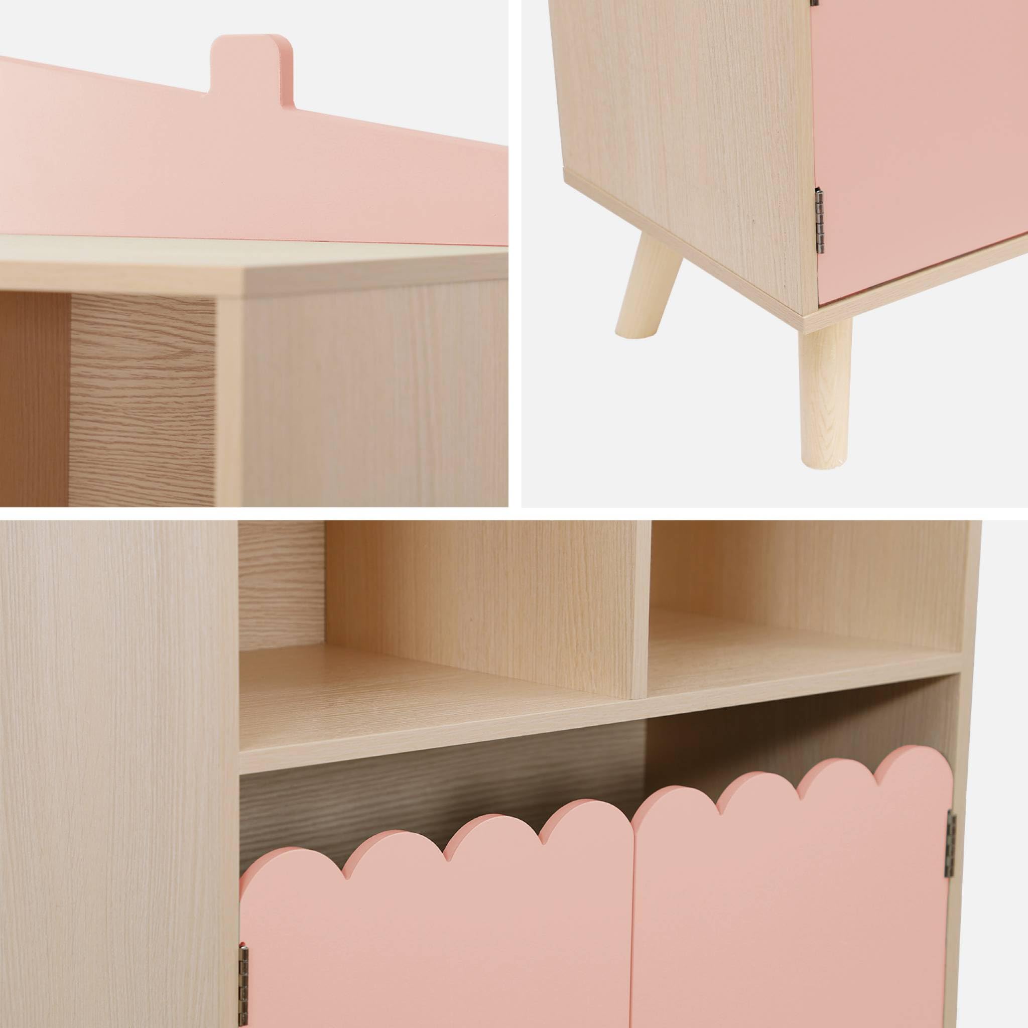 sweeek - Bibliothèque Enfant Rose 2 Portes et 4 étagères