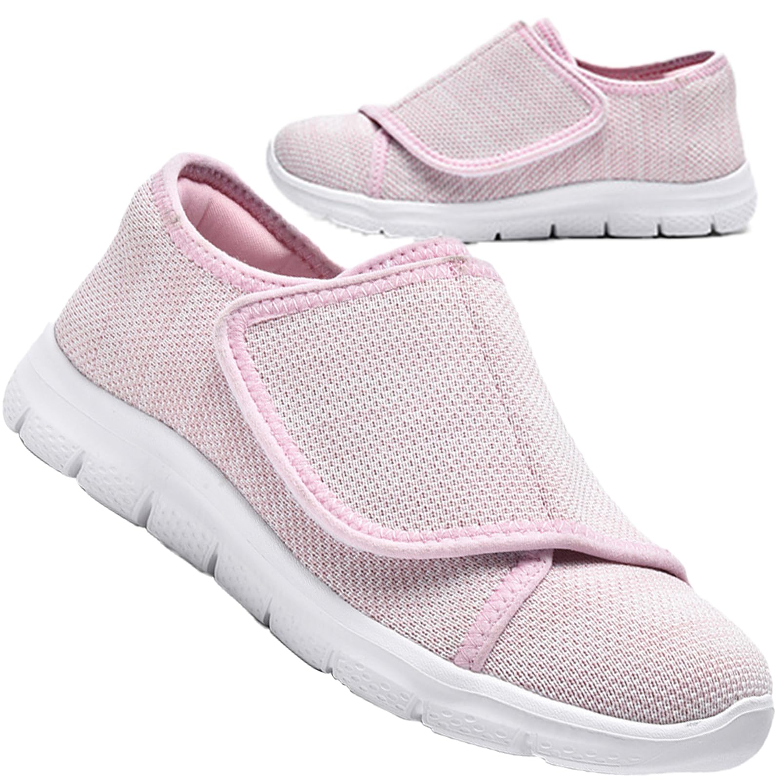 Aocase Diabetic Edema Shoes Womens Swollen Feet Adjustable Large Size Walking Shoes Extended Widths Lightweight Walking Sneakers Foot Swelling Non-Slip Shoes,Pink,44/270mm