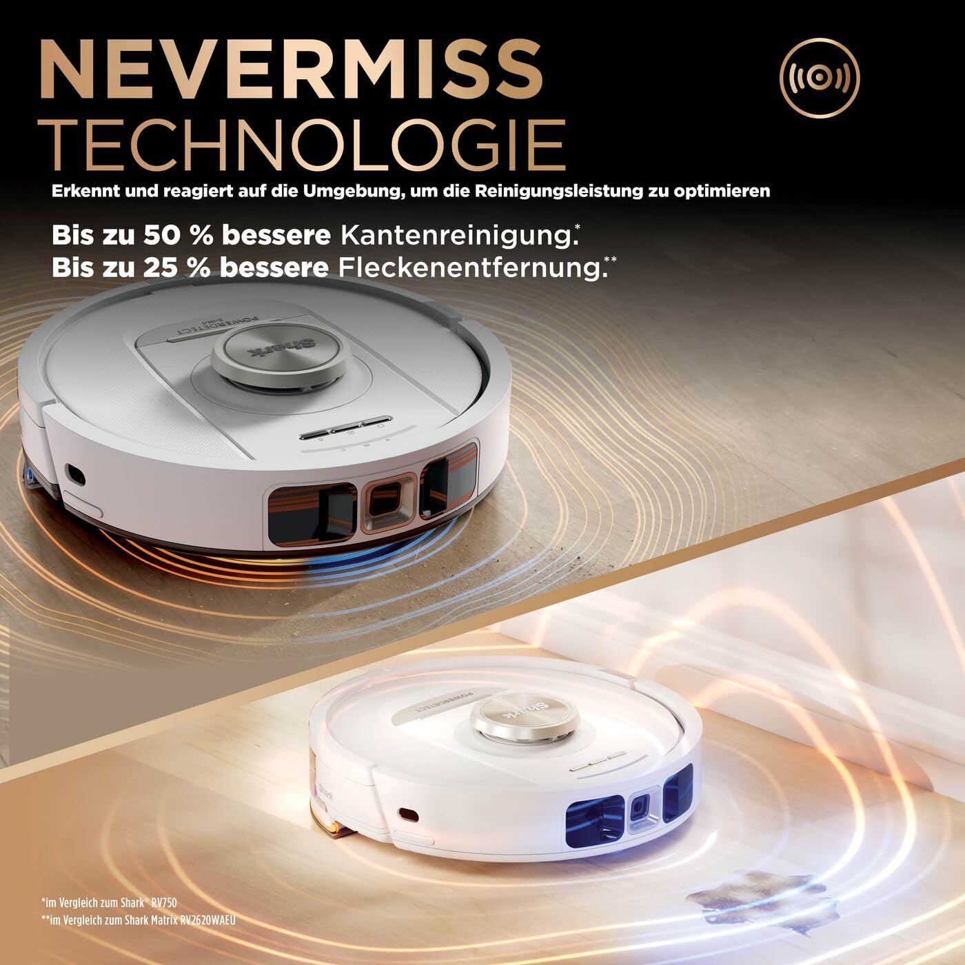 Shark PowerDetect 2-in-1-Saug- & Wischroboter, NeverTouch Pro 60 Tage, Selbst-Entleerung, Befüllung & -Reinigung, 3D- & LiDAR-Navi, NeverStuck-Hindernisumgehung, App-Steuerung, Weiß, AV2800ZEEUWH