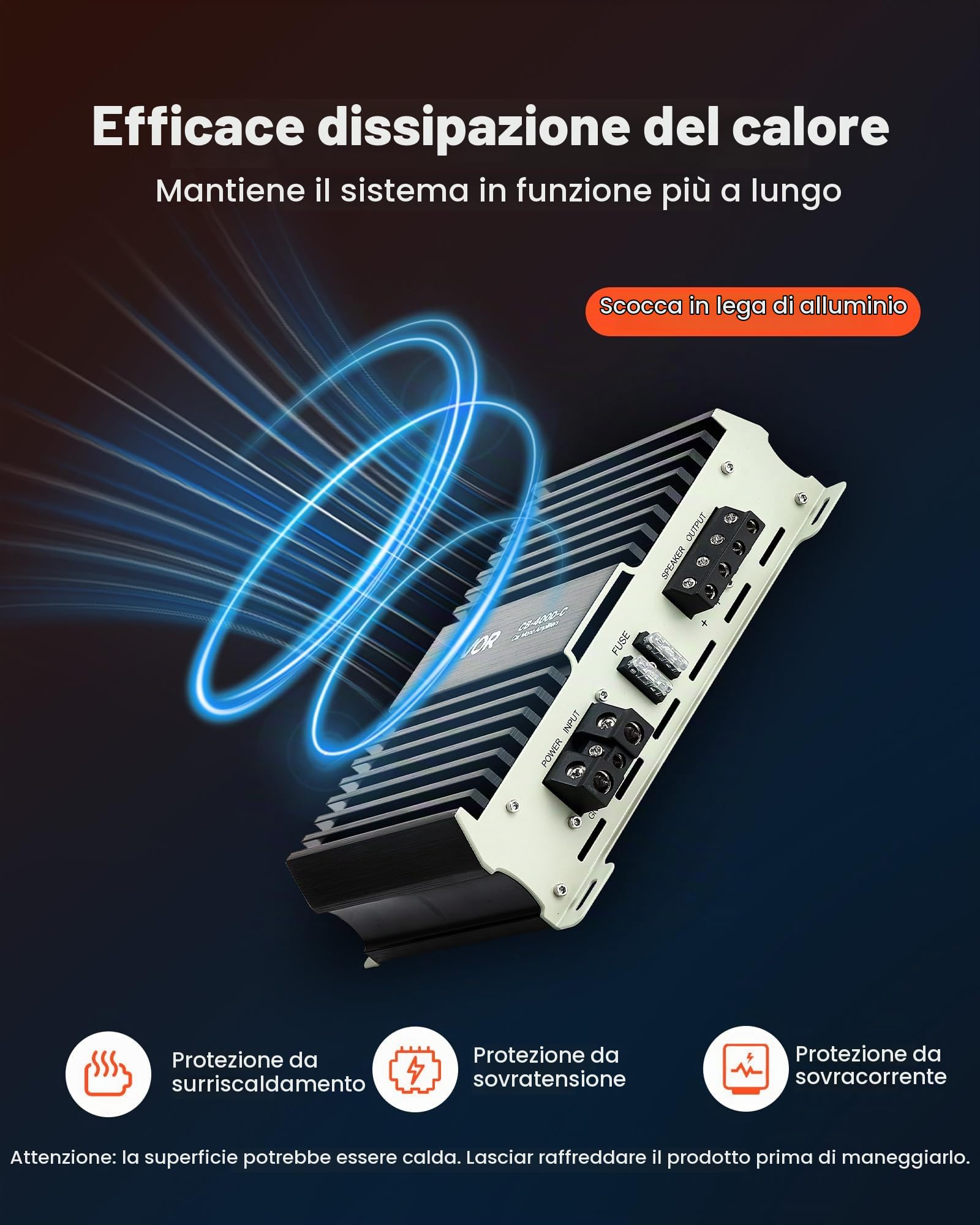 VEVOR Amplificatore Monoblocco per Auto 400W Classe D con Controllo Remoto del Livello del Subwoofer, Filtro Passa-Basso, Potenziamento dei Bassi, Spostamento di Fase, Controllo del Volume