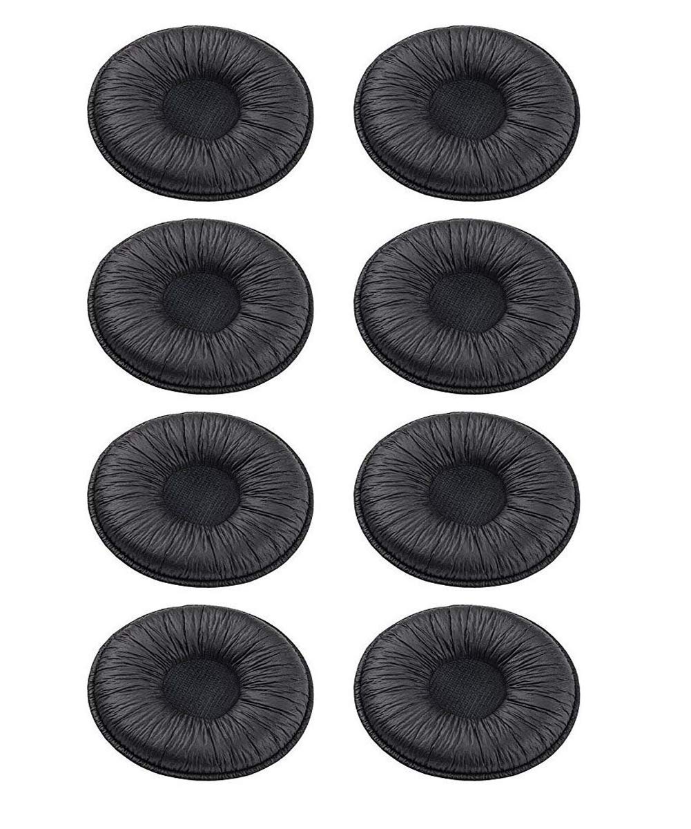 Tvoip 4 Pair Ear Cushions Leatherette Spare Replacement Earpads for Plantronics Supra Plus Encore and Most Standard Size 50mm Office Telephone