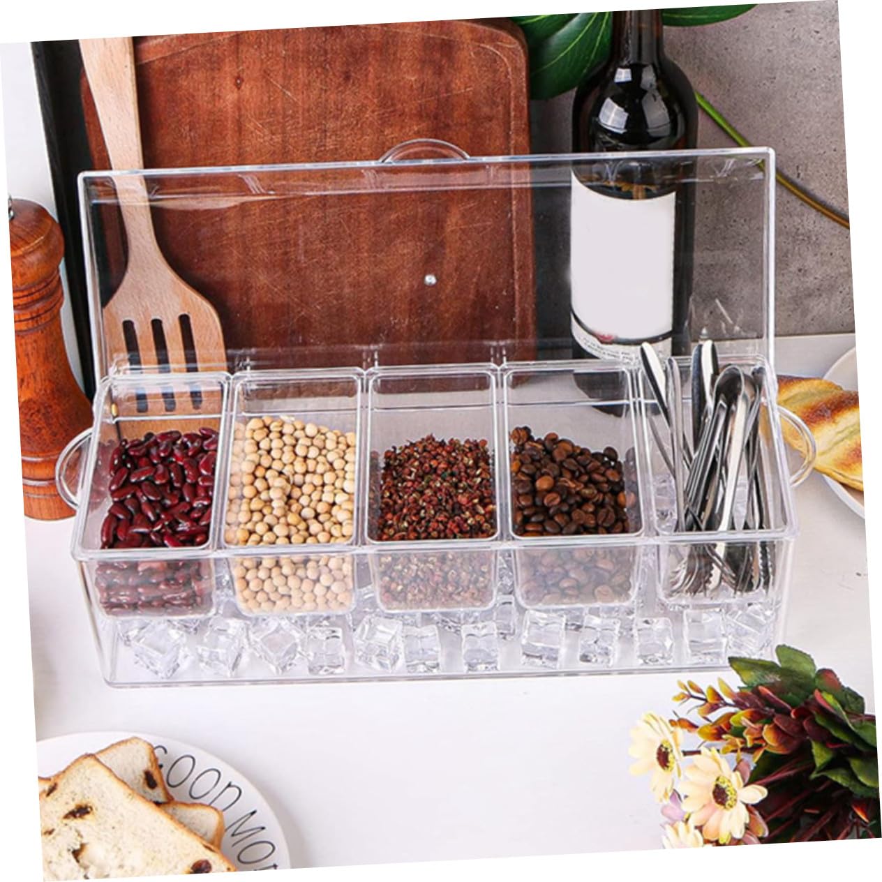 Contenitori per Spezie in Plastica Riutilizzabile Scatole per Cucina Contenitori per Condimenti Semplici Barattoli per Spezie Trasparenti con Coperchio Forniture da Cucina