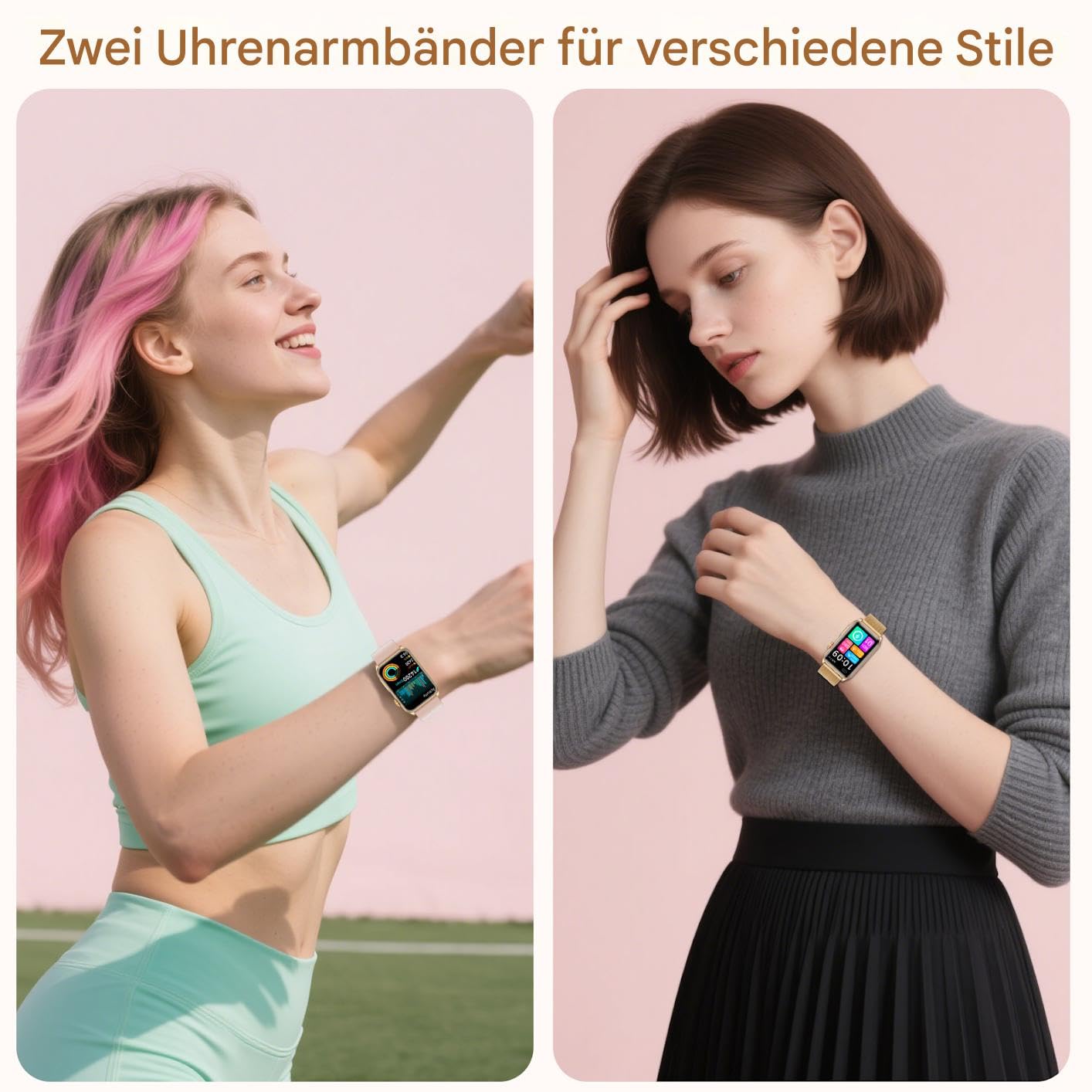 2026 Neue Smartwatch Damen mit EKG/Blutdruck/HRV/Schlaf-Monitor/Harnsäure | 1,57"Gesundheitsuhr mit Telefonfunktion BMI 24H Blutdruckmessung Pulsuhr SpO2,Menstruationszyklus kompatibel für Android/iOS