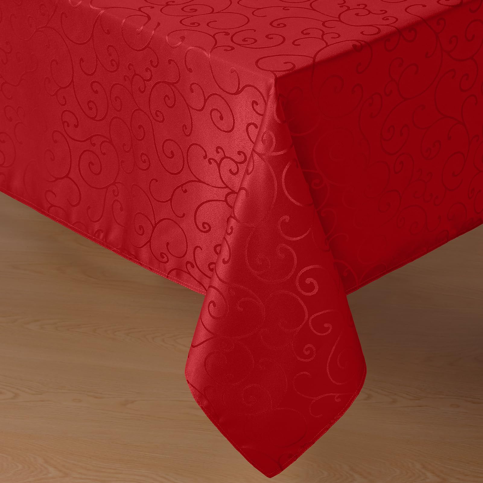 Nappe rectangulaire rouge de Noël Romanstile en tissu damassé lourd 152x213 cm