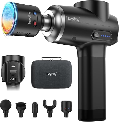 Pistola de masaje de percusión de tejido profundo con calor y frío, masajeador muscular portátil de mano, masajeador de percusión para espalda y