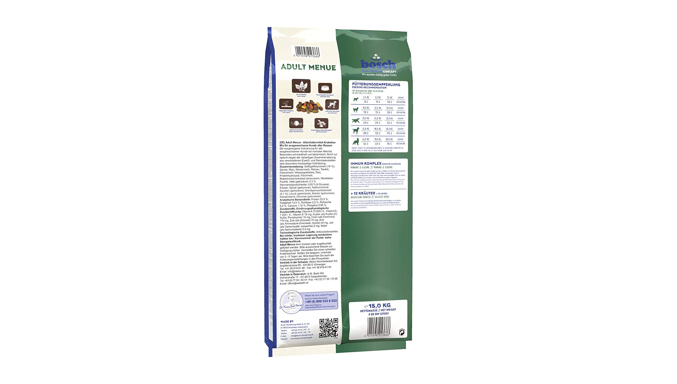 bosch HPC Adult Menue | Kroketten-Mix für ausgewachsene Hunde aller Rassen | 1 x 15 kg