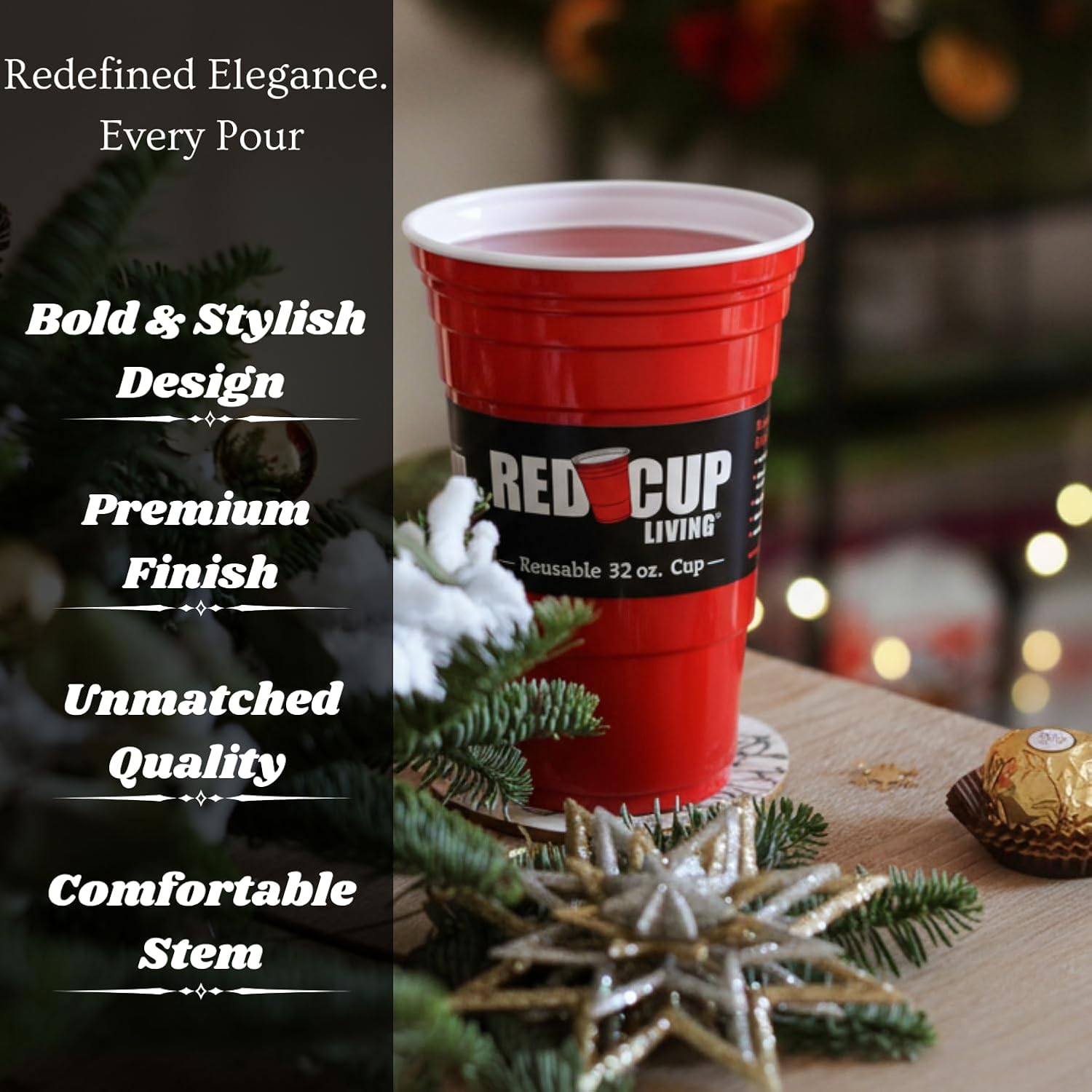 Red Cup Living 32 oz Insulated Tumbler Cup ––Valentines Day Gifts for Him, Reusable Unbreakable Plastic Travel Cup for Hot & Cold Drinks, Party & Everyday Drinkware - Pack of 4 - Image 2