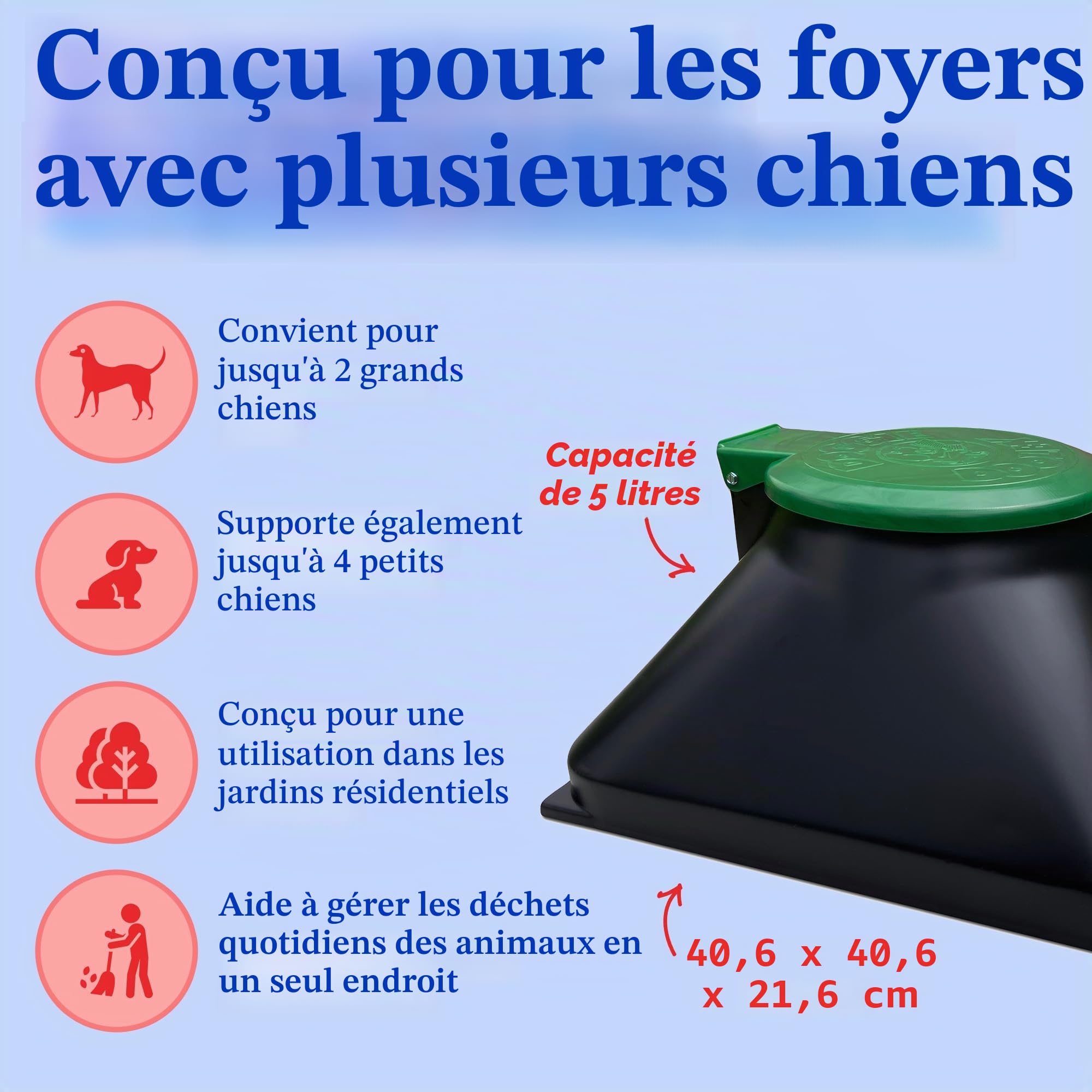 Doggie Dooley "The Original kit systeme Dog Broyeur de déchets, Noir avec Couvercle Vert