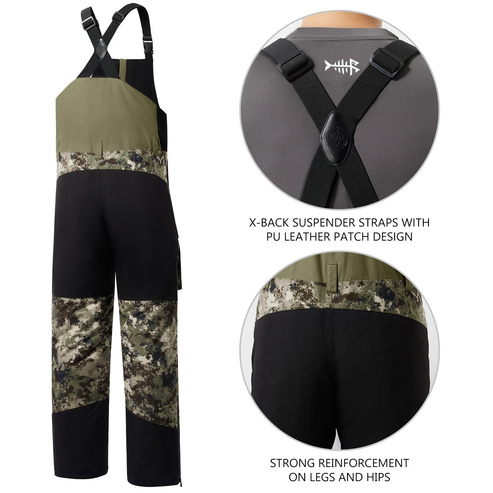 BASSDASH Splice II - Pantalones de pesca impermeables con aislamiento para hombre, diseño de camuflaje