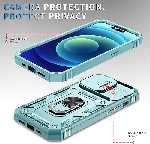 Miniatura 2 de Fetrim Funda para iPhone 14 Pro, Funda de teléfono con soporte de anillo de rotación para Apple iPhone 14 Pro - Verde