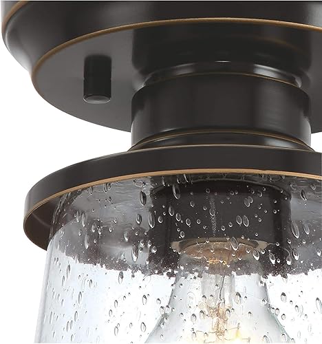 Miniatura 2 de Westinghouse Lighting 6113000 Emma Jane - Lámpara de techo semiempotrada para exteriores, estilo vintage, 7 pulgadas, acabado de bronce ámbar,