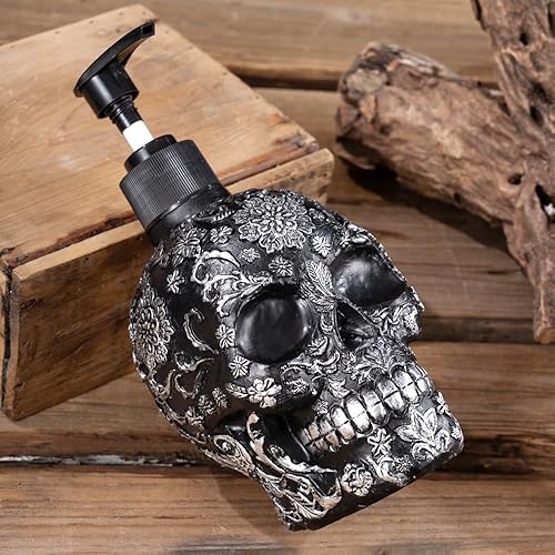 Miniatura 5 de Dispensador de jabón de calavera con bomba a prueba de óxido, botella líquida recargable de loción de manos para baño, dormitorio y cocina (nueva