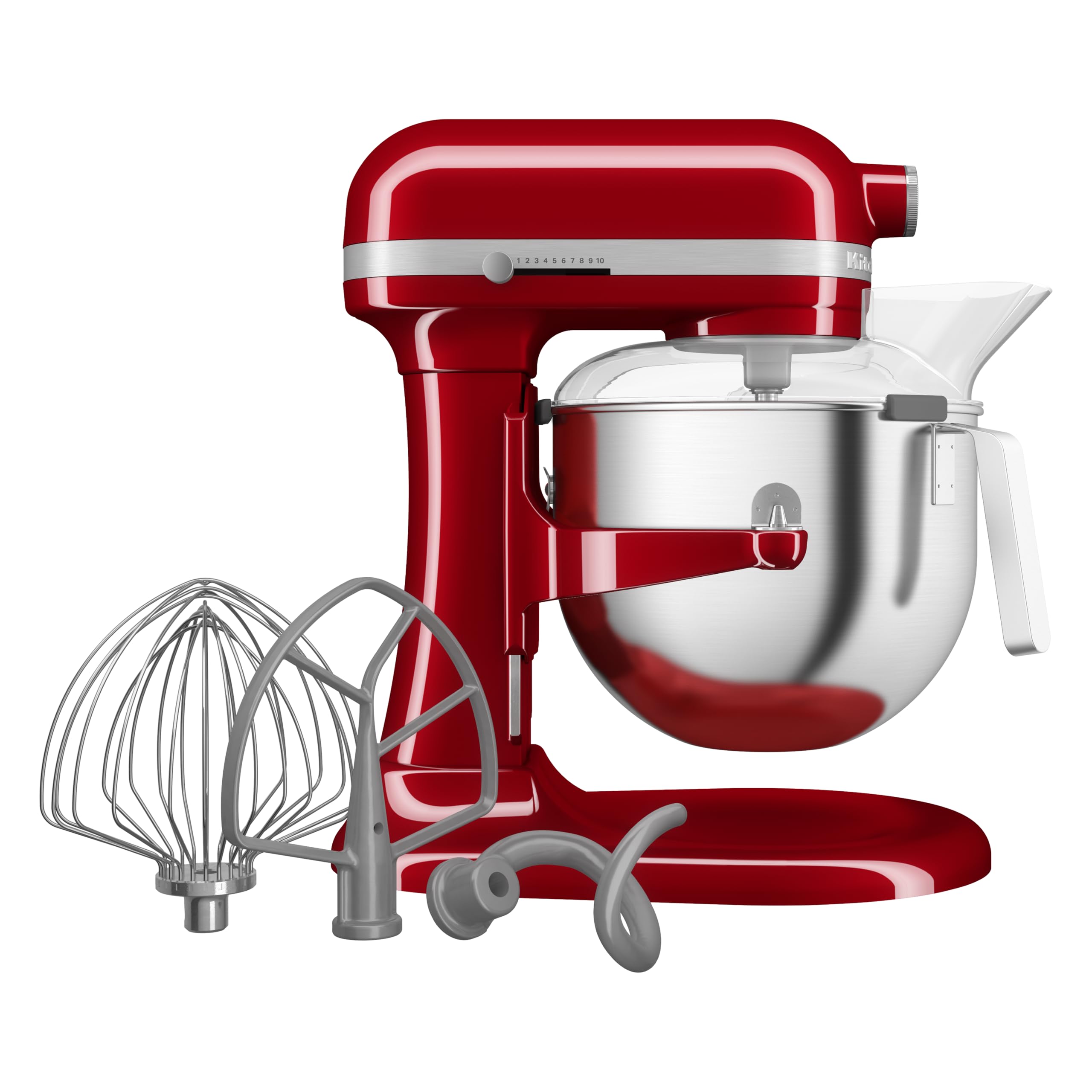 KitchenAid Batidora Amasadora Heavy Duty 6.6L, Engranajes Todo Metal, 11 Velocidades, Arranque Suave, Corte por Sobrecalentamiento, Bol 3 Puntos, Rojo Empire