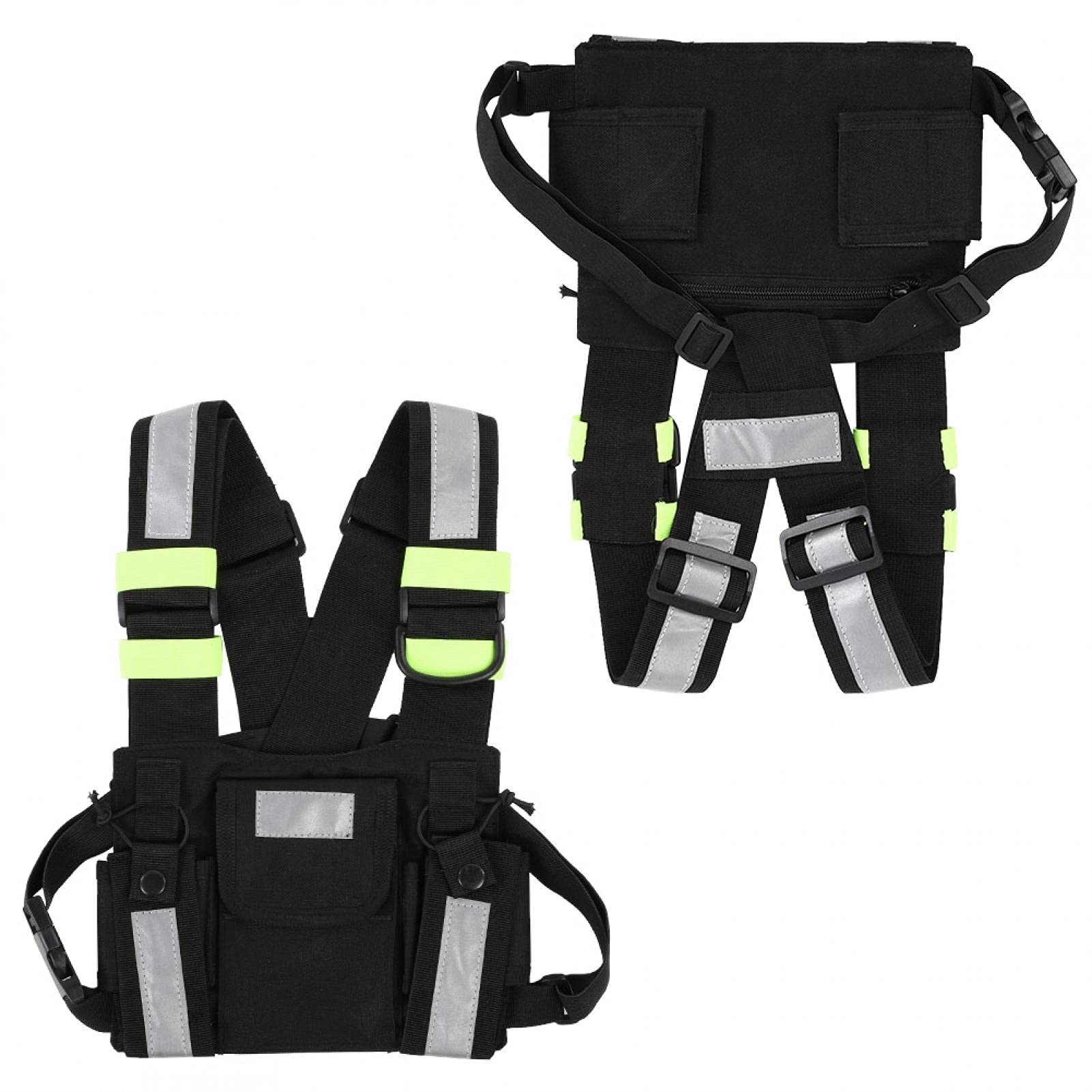Gilet walkie-talkie, confezione imbracatura pettorale, confezione frontale imbracatura pettorale, imbracatura tattica riflettente gialla TYT Radio Confezione frontale gilet borsa pettorale per walkie-