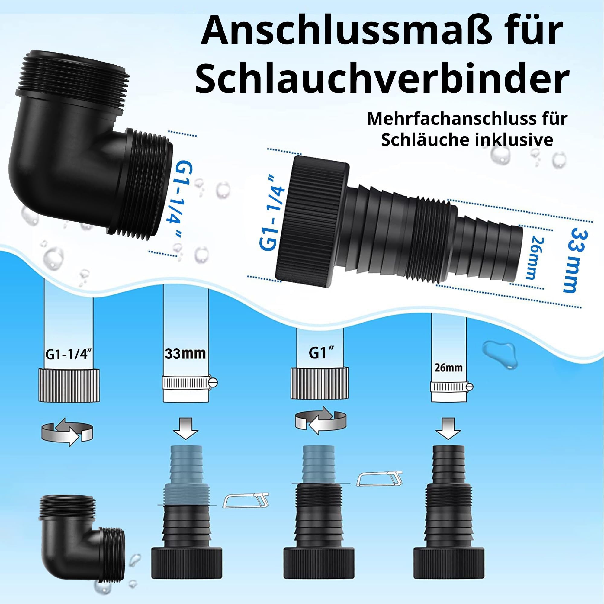 FOTING Edelstahl Tauchpumpe 400W 8250 l/h, Förderhöhe max 6.5m, Eintauchtiefe max 7m, Noryllaufrad, 10m Anschlusskabel, einstellbarer Schwimmerschalter, Portable Sump for Pool Draining