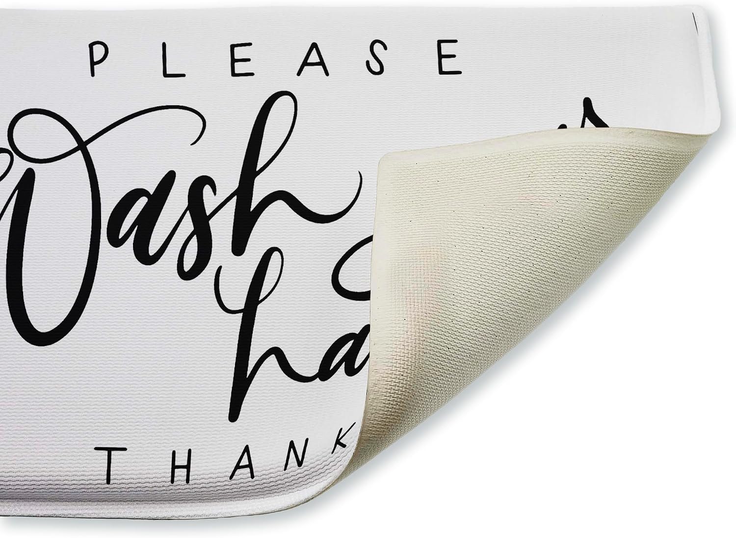 Stupell Industries Please Wash Hands Thanks Plush Bathroom Mat & Bath Rug, Soft Quick-Dry Non-Slip Bathroom Rug with Recycled Foam Cushion, Modern Typography Phrase Design by Amanda Houston, 18"x30"
