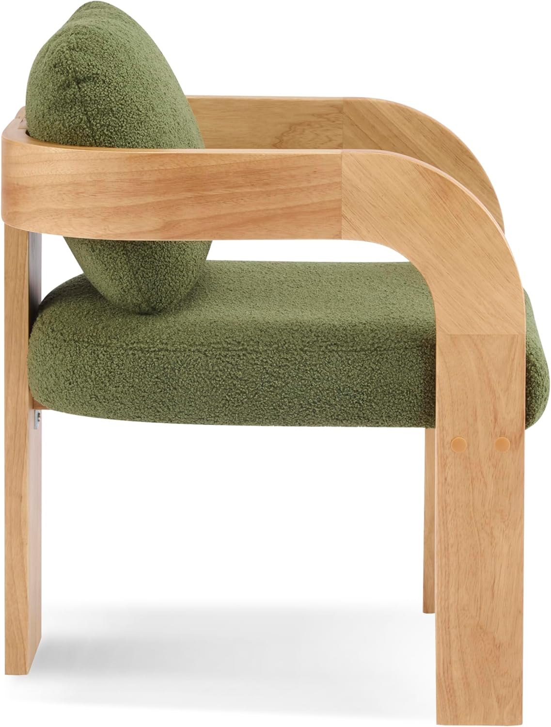 Christopher Knight Home Yorick Modern Boucle Dining Chair Set of 2 with Cushion, Solid Wood Dining Room Armchair Set, Curved Backrest Kitchen Side Chair, Living Room Comfy Extra Seat, Natural+Green