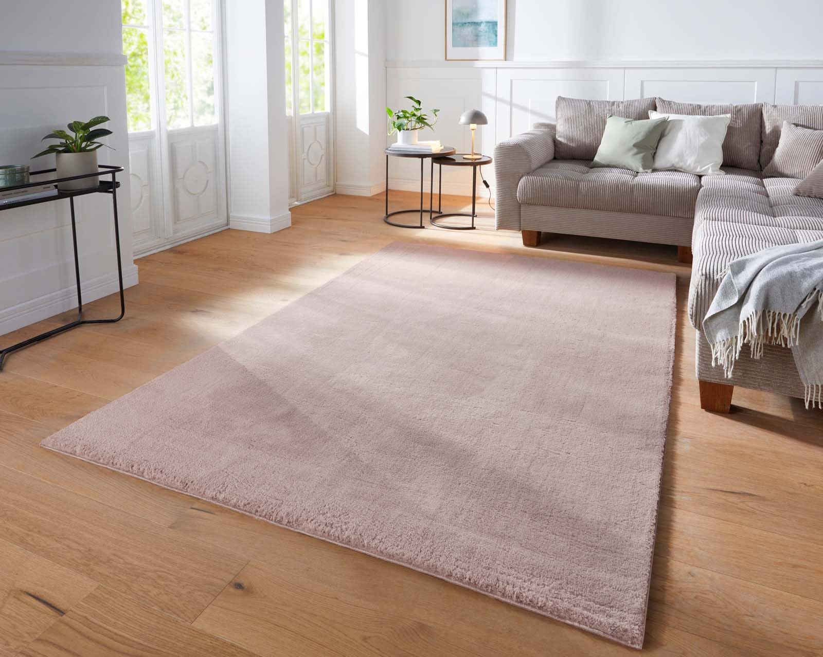 Taracarpet Supersoft kurzflor Teppich Fiona Wohnzimmer Schlafzimmer Kinderzimmer Flur Läufer waschbar rutschfest Uni New Taupe 140x200 cm