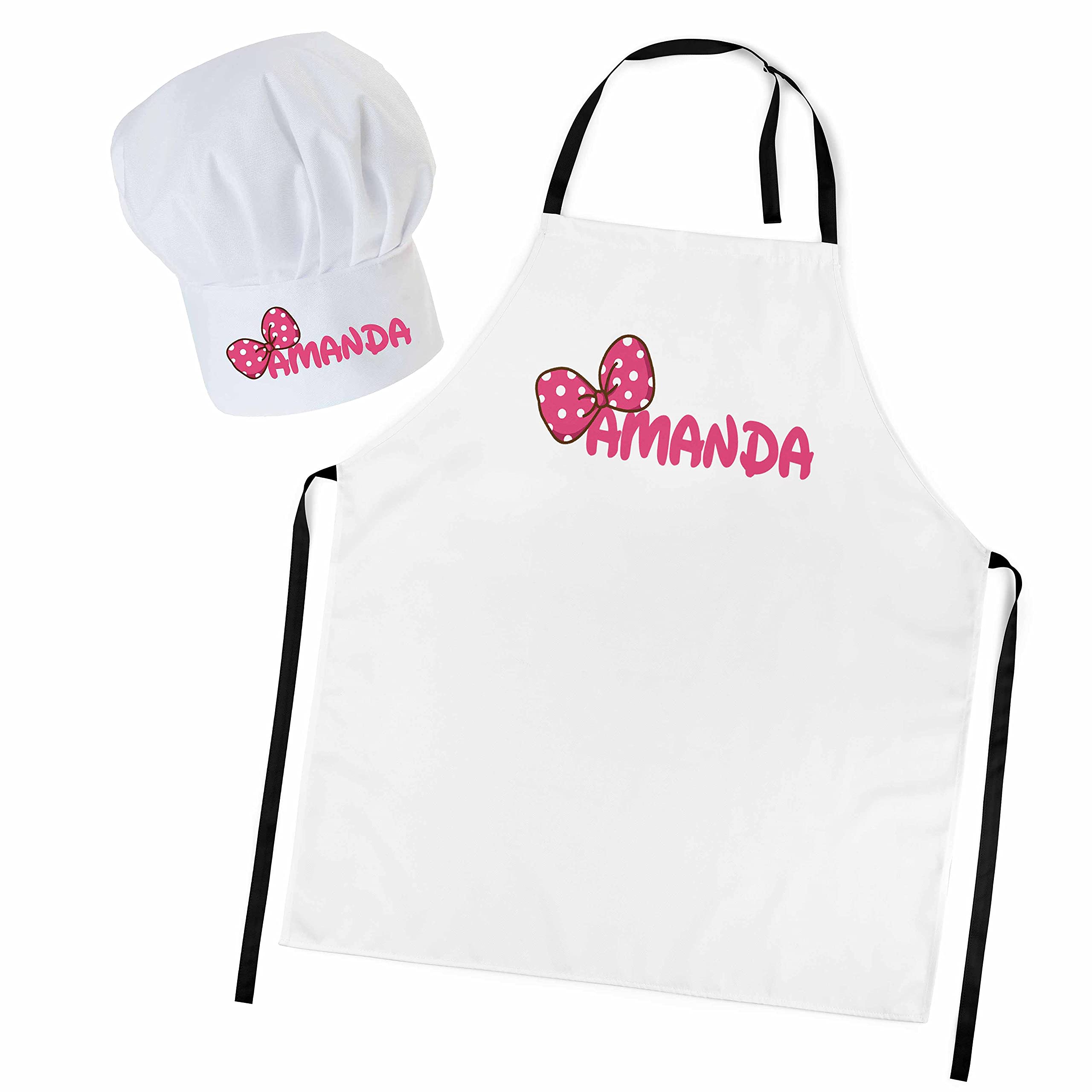 Gorro Y Delantal De Cocina Para Niños Con Nombre Personalizado – Ajustable Con Velcro Y Cintura – Poliéster Suave