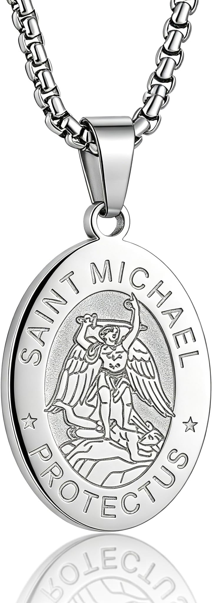 Patron Saint Necklace for Men Women, Multiple Saints Pendant Choose from St. Michael/Virgin Mary/Raphael/Jude/Christopher/Florian/Benedict/Joseph/Patrick/ Francis/ Thomas/Anthony/Stainless Steel 24"