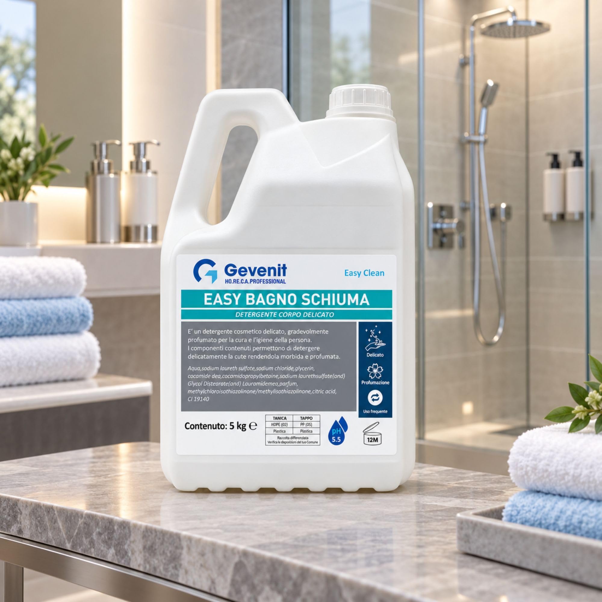 Easy Bagnoschiuma Detergente Corpo 5 kg, Confezione 4 Pezzi