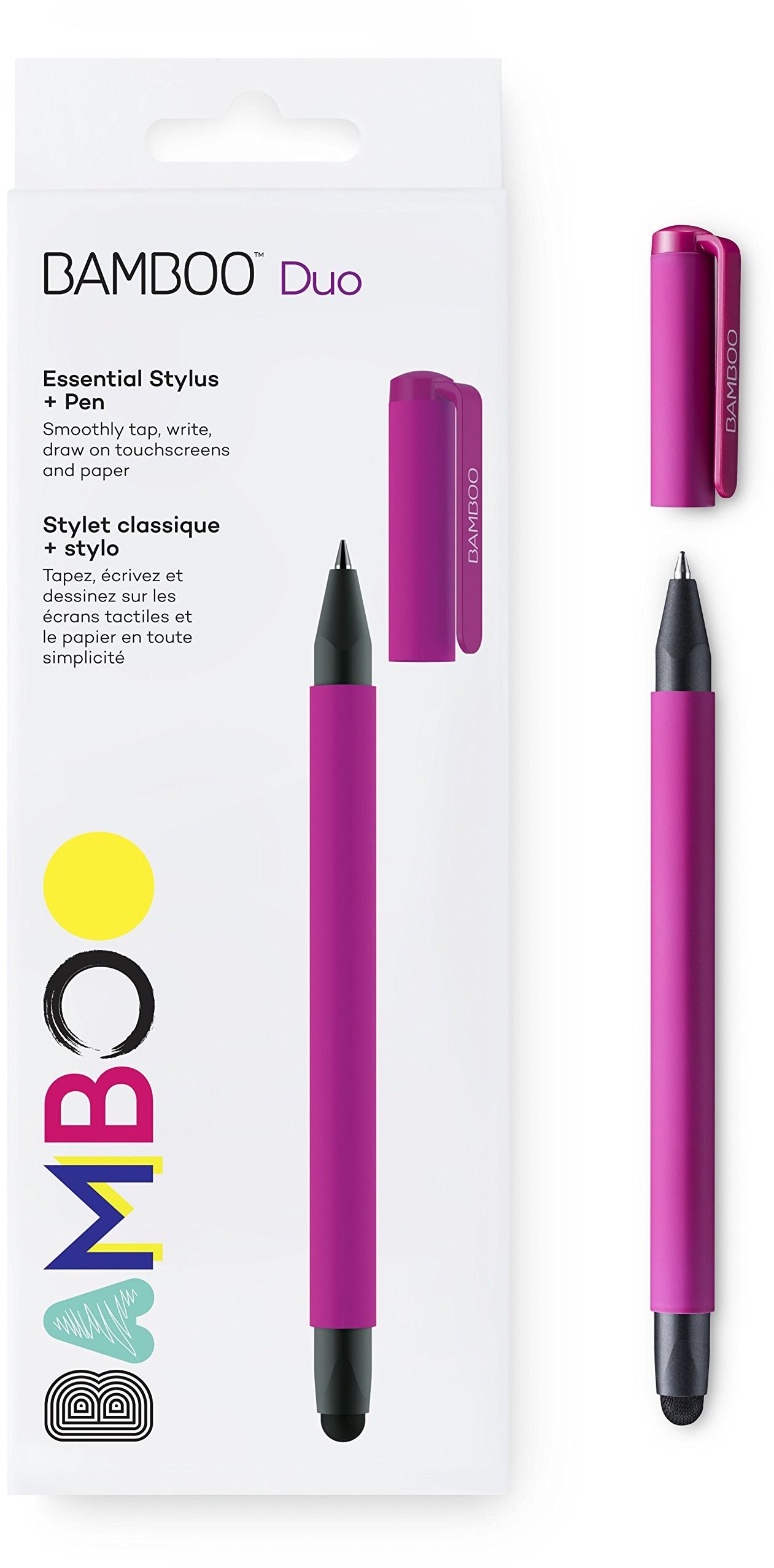 Stylet Wacom Bamboo Duo 3 - Pointe Fibre Carbone Pour écrans + Stylo Bille - Pour Smartphone Et Tablette