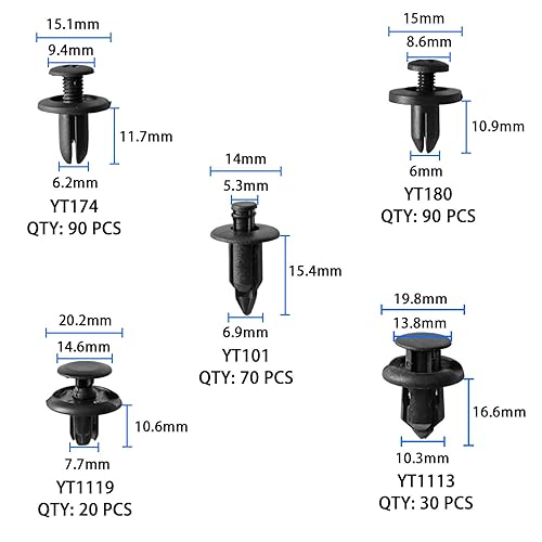 Miniatura 4 de Clips de retención de automóvil, 620 piezas, kit de sujetadores de plástico, clips de remache para guardabarros, 16 tamaños más populares, kit de