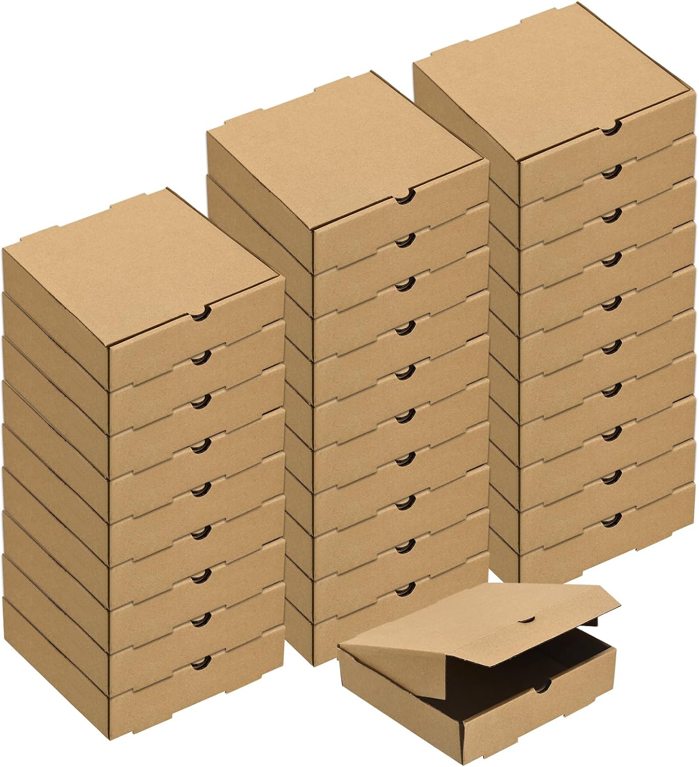 uxcell Pizza Box, 50pcs 8 x 8 Inches - Cowhide Paper Mini Pizza Boxes, Square Corrugated Storage Container for Cake Cookies Pizza Party (Brown)
