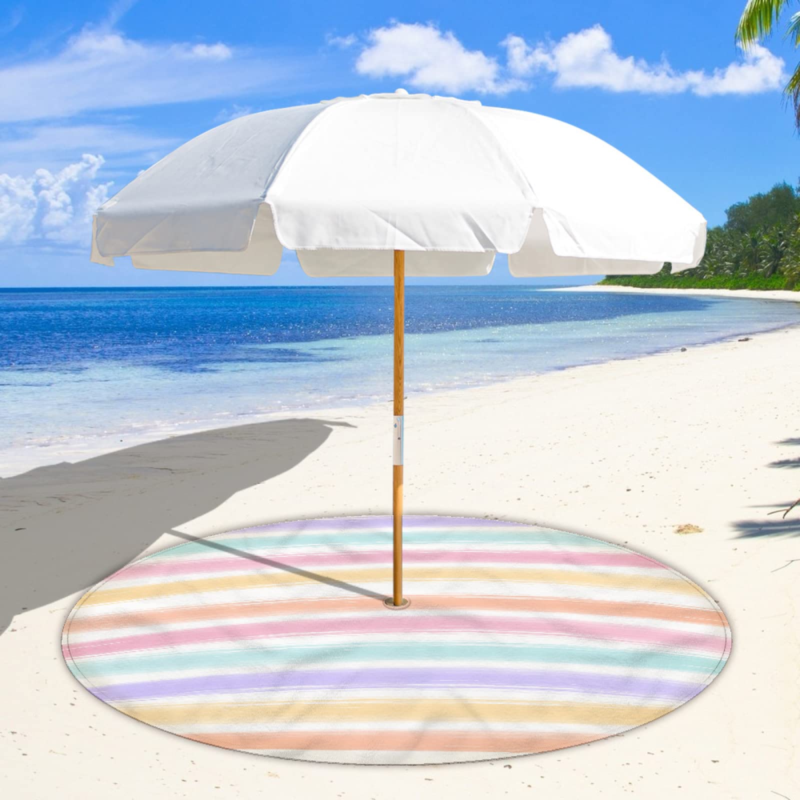 Estera De Pícnic Alfombra De Playa Manta Playa Estera De Playa Color Line Clause Almohadilla Para Sombrilla De Playa Agujero De 8 Cm Más Botón A Presión Almohadilla De Playa De Terciopelo De Doble Car