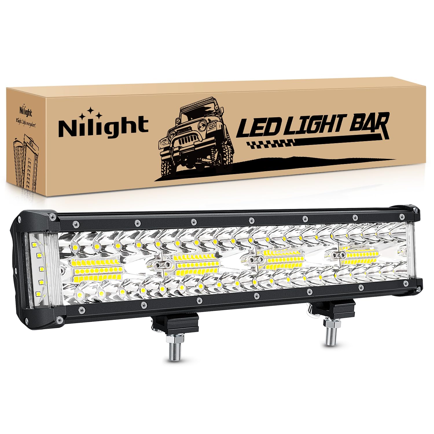 Nilight 12 Inch Side Shooter Light Bar Spot Flood Combo Triple Row