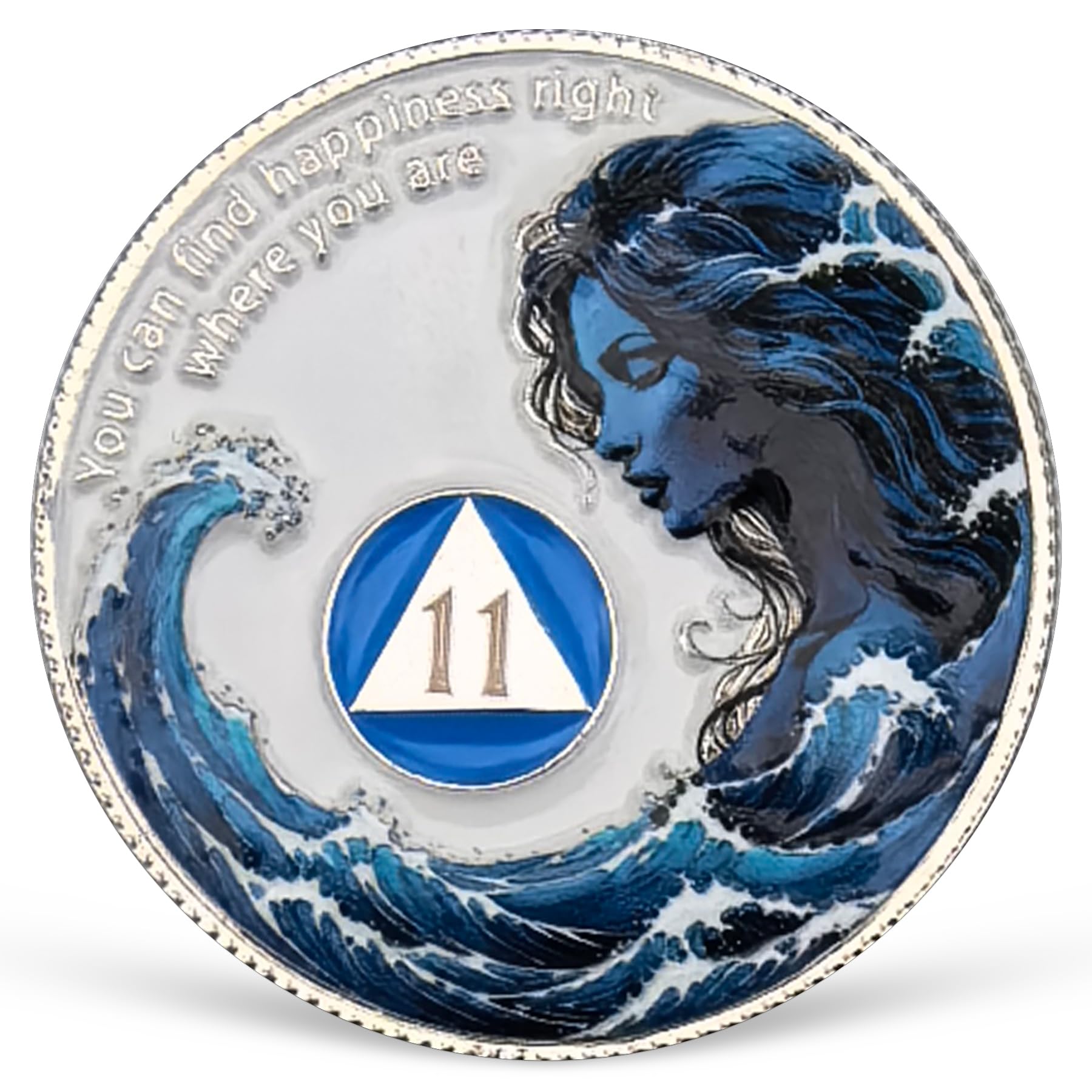 11 Year Sobriety Coin Sea Wave AA Coins Addiction Recovery AA NA Chips and Medallions 1-20 Years Clean and Sober Alcoholics Anonymous Gifts for Women