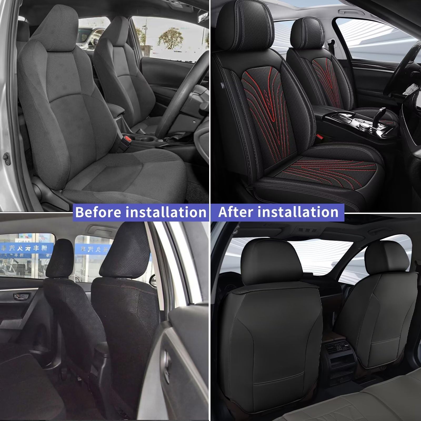 For Ford Maverick 2022 2023 2024 2025 Car Cover Seats Full Set, 9pcs Set Leather Car Seat Cushion Protectors, Airbag Compatible, 5 Seats,B/BlackGrey, Seat Covers & Accessories - Canada