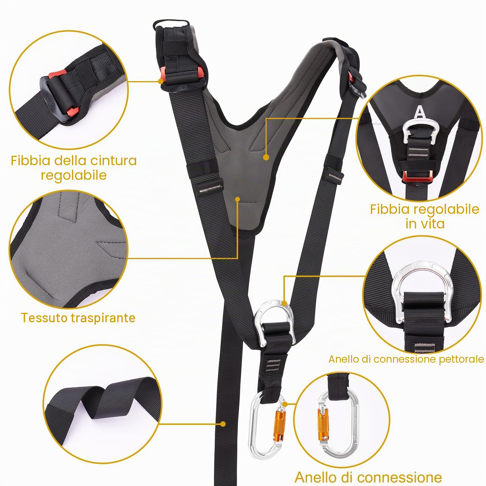 SOB Tracolla per Imbracatura da Arrampicata, Tracolla Regolabile con Moschettone, Compatibile con Imbracature da Arrampicata