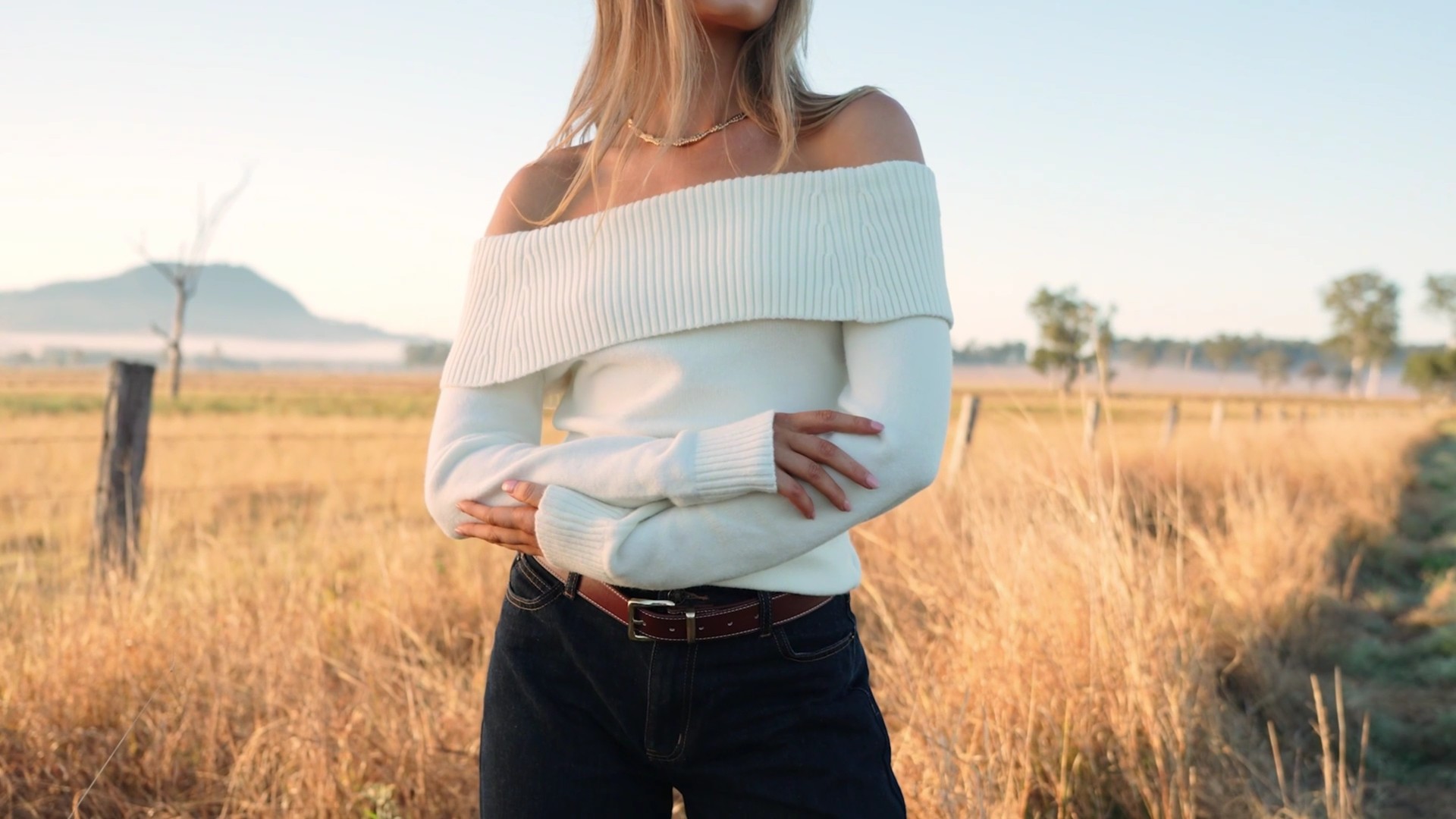 PRETTYGARDEN Women's Fall Cropped Sweater - Off Shoulder V-Neck, Ruched Ribbed Long Sleeve Top - View #3