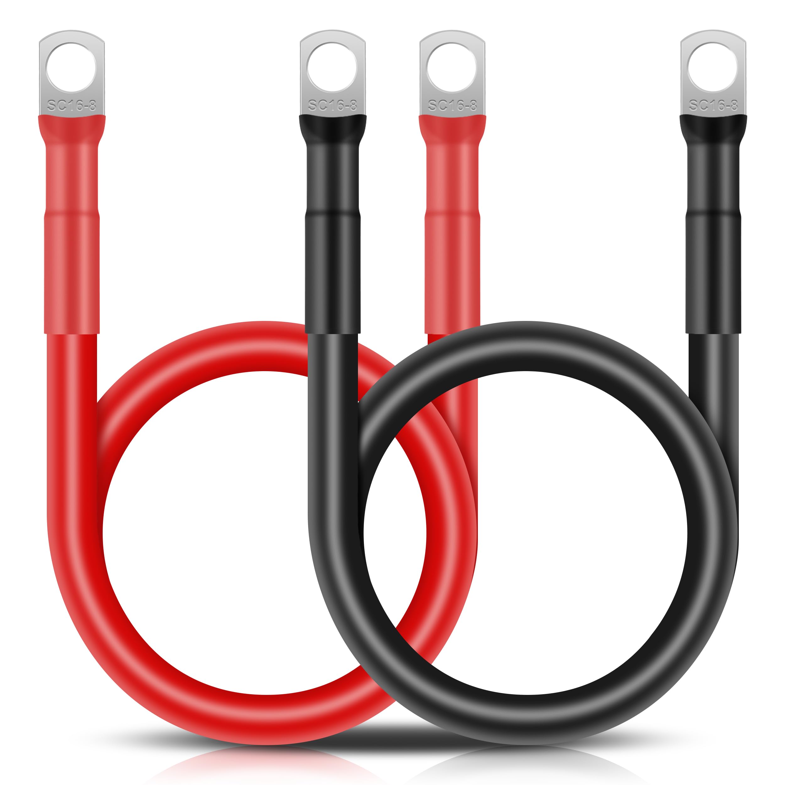 JatilEr 2 Stück Batteriekabel 30cm, 16mm²/5AWG Batterie Kabel 12V Batterie Anschlusskabel mit JatilEr 2 Stück Batteriekabel 30cm, 16mm²/5AWG Batterie Kabel 12V Batterie Anschlusskabel mit