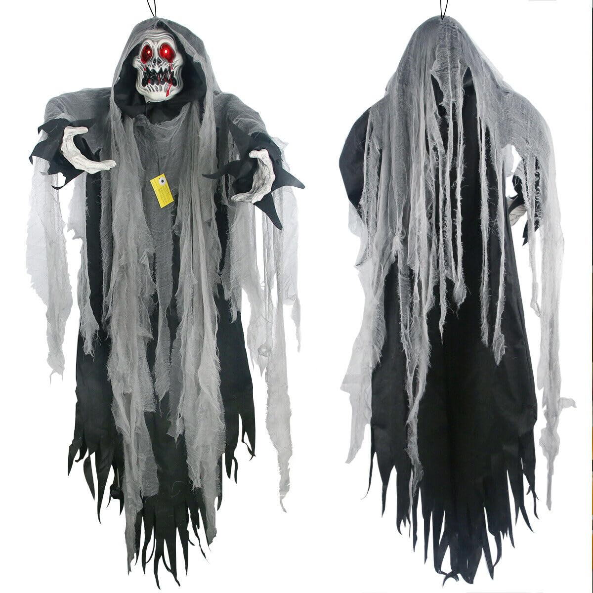 Decorazioni di Halloween nere da 1,5 m da appendere fantasma spaventoso puntello teschio per esterni e interni oggetti di scena di Halloween grandi