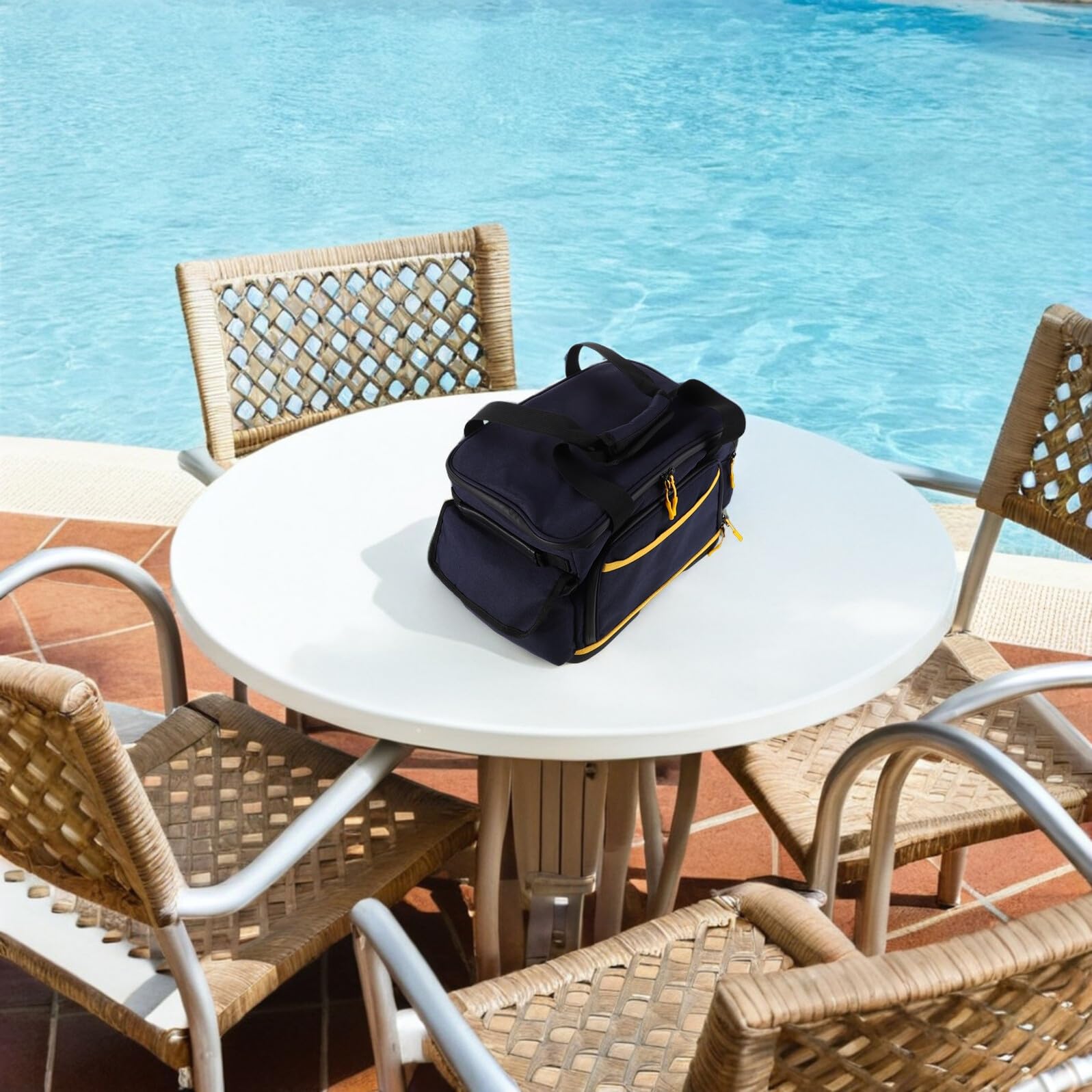 SUPVOX Bolsa Organizadora para Equipo Eléctrico de Camping M Azul Oscuro, Estuche Portátil con Asa, Gran Capacidad para Cables y Accesorios Digitales, Adecuado para Viajes al Aire Libre